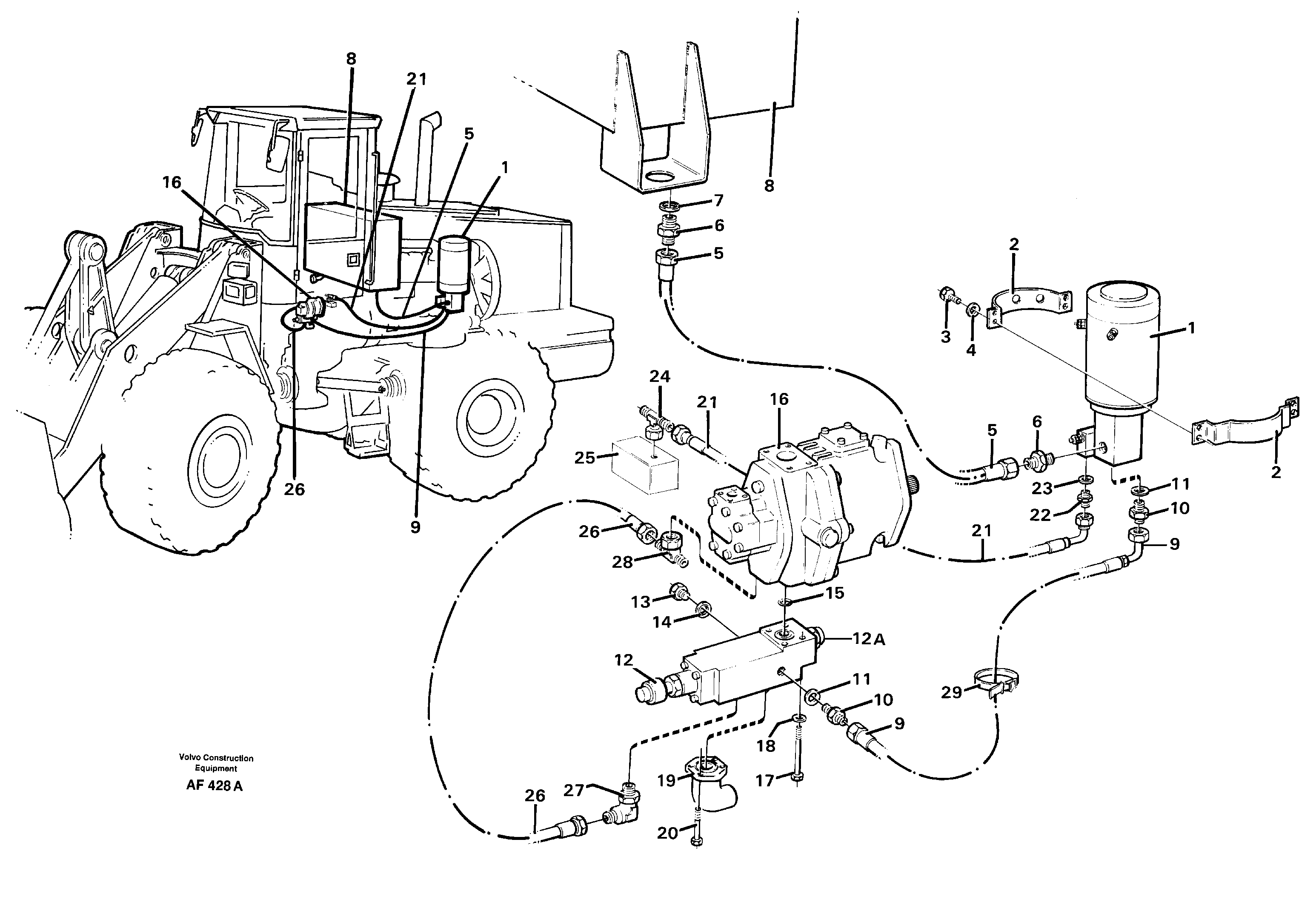 Схема запчастей Volvo L150C - 45986 Secondary steering system L150/L150C VOLVO BM VOLVO BM L150/L150C SER NO - 2767/- 60708