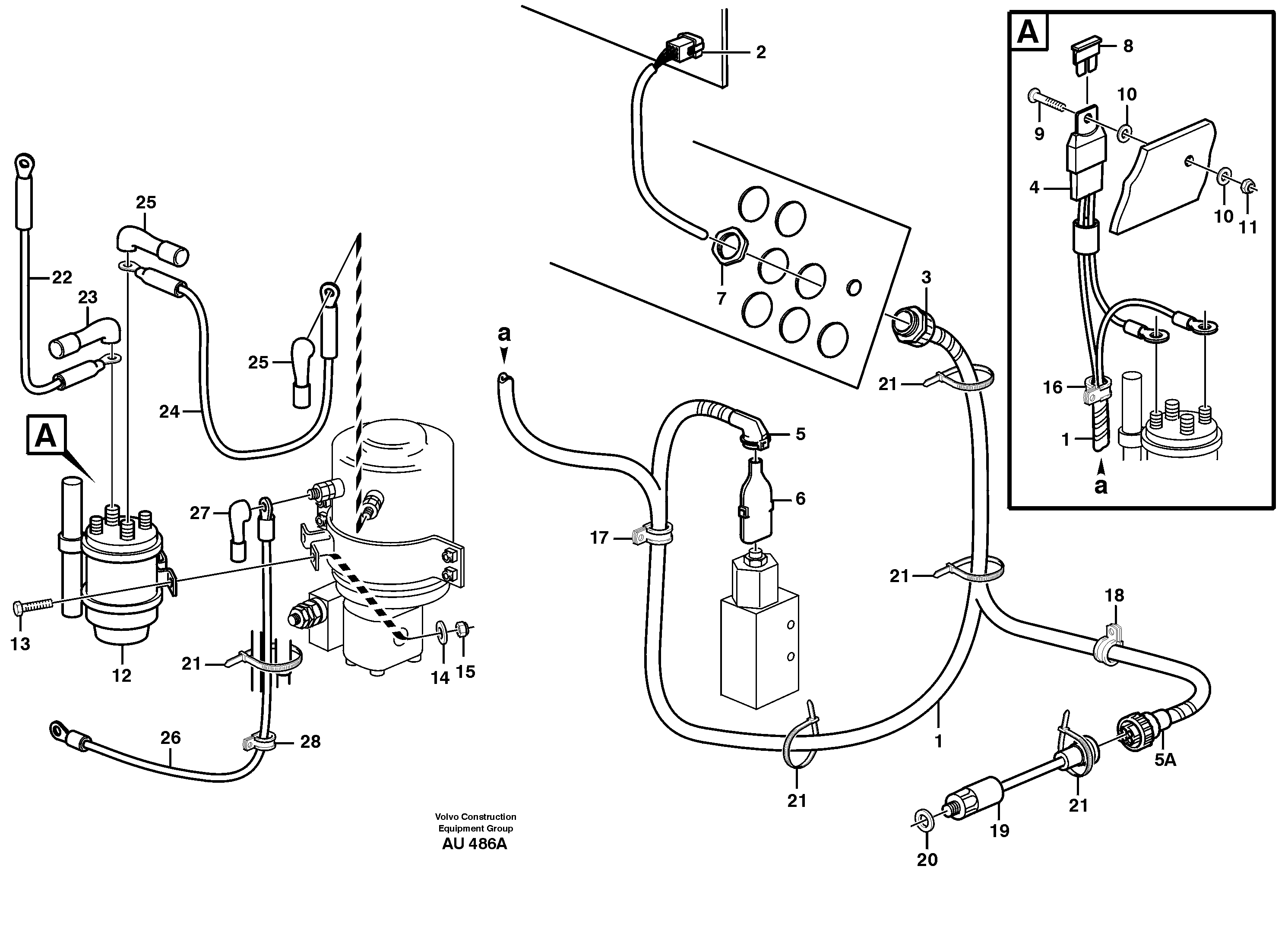 Схема запчастей Volvo L150C - 17051 Cable harness, secondary steering system L150C S/N 2768-SWE, 60701-USA