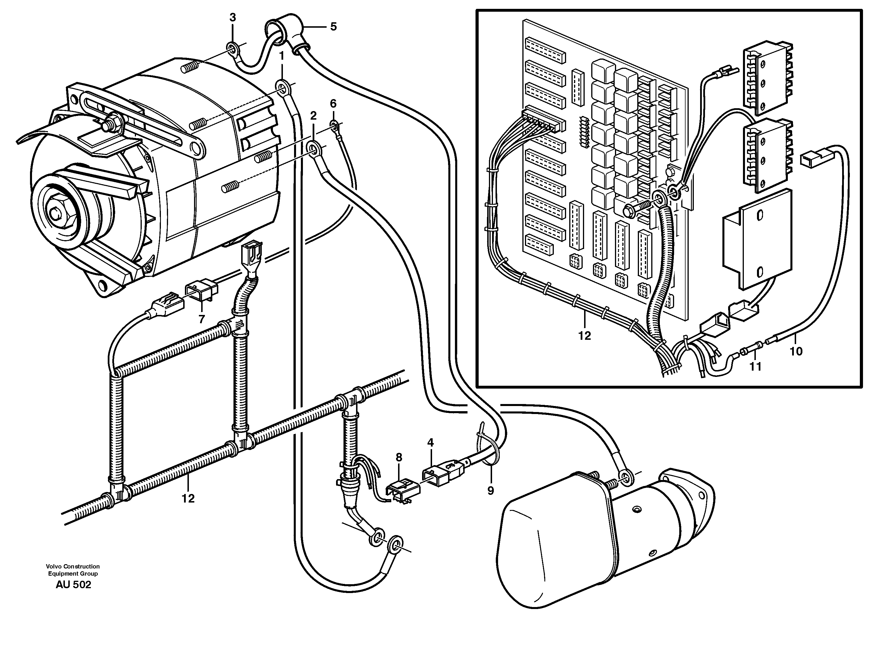 Схема запчастей Volvo L150C - 56071 Cable harnesses, alternator 100a L150C S/N 2768-SWE, 60701-USA