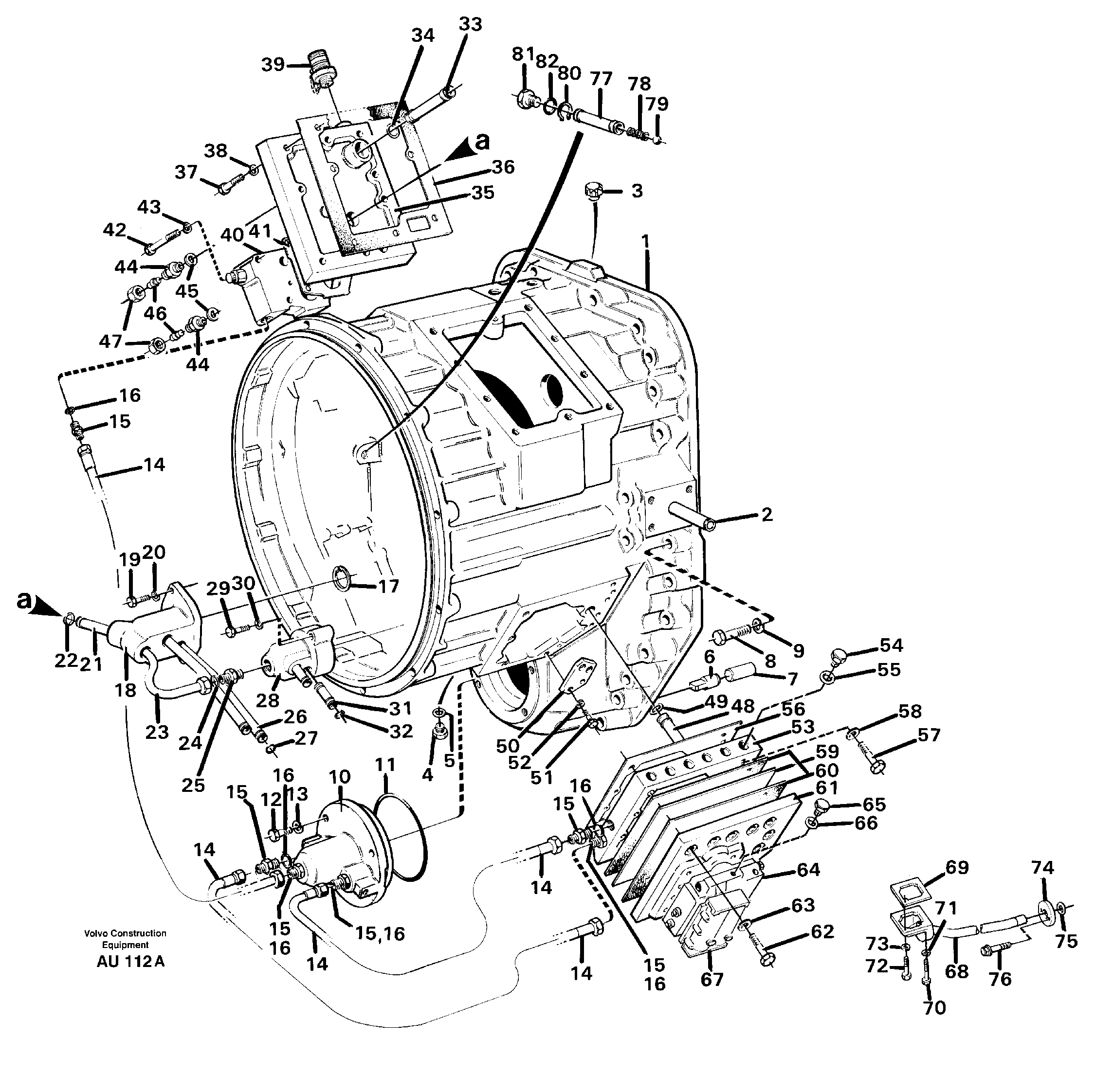 Схема запчастей Volvo L150C - 97758 Converter housing with fitting parts L150C S/N 2768-SWE, 60701-USA