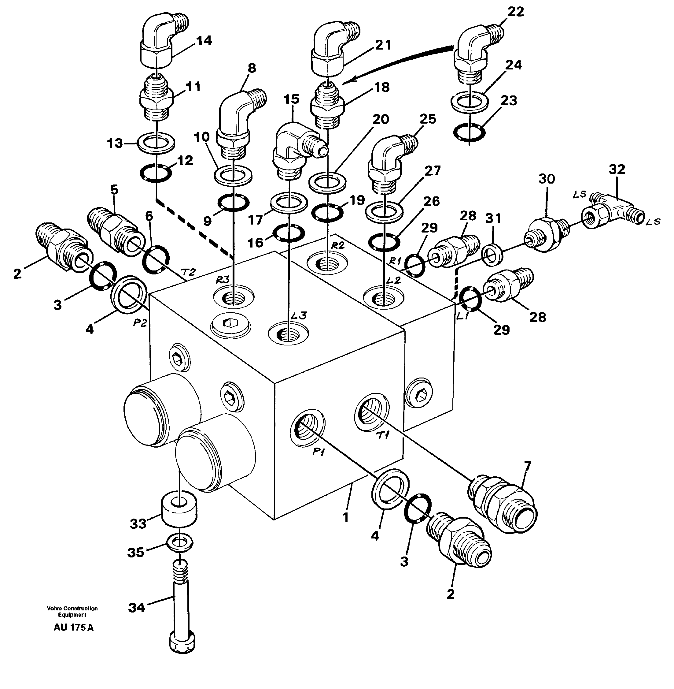 Схема запчастей Volvo L150C - 6413 Shift valve with fitting parts L150C S/N 2768-SWE, 60701-USA