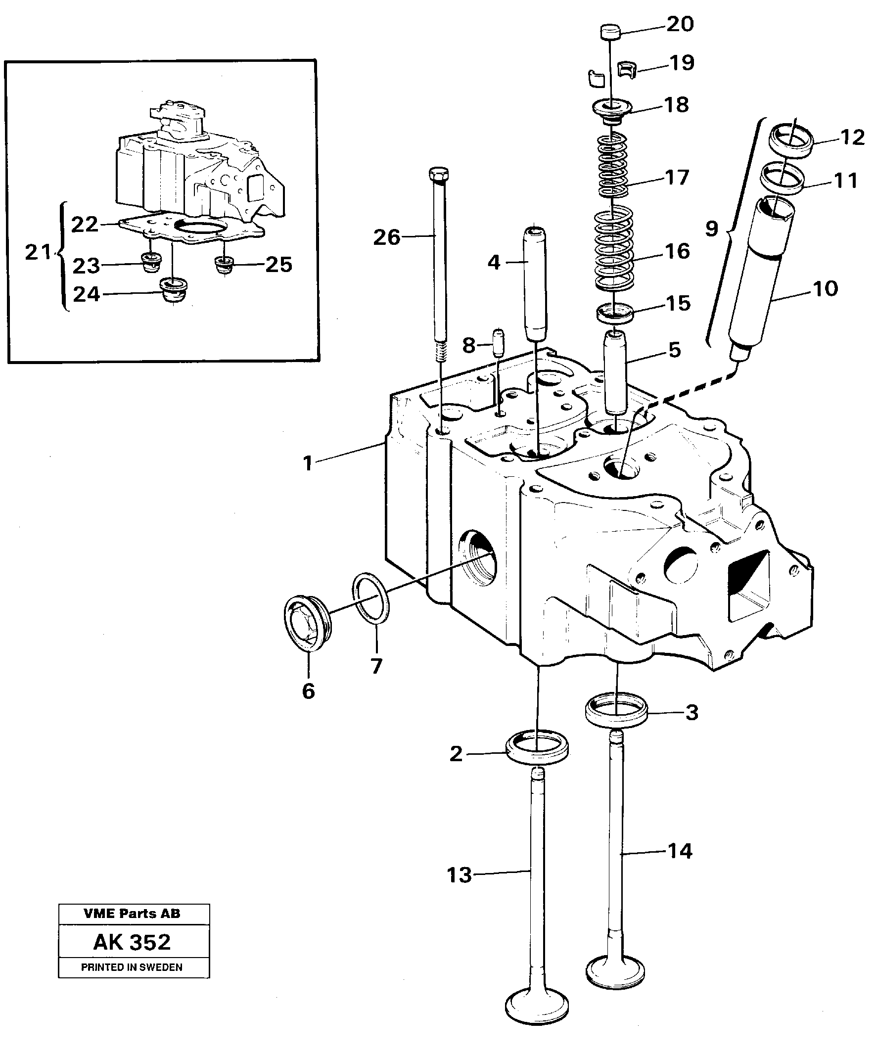 Схема запчастей Volvo L180C - 16793 Головка блока цилиндров L180/L180C VOLVO BM VOLVO BM L180/L180C SER NO -2532 / -60469 USA