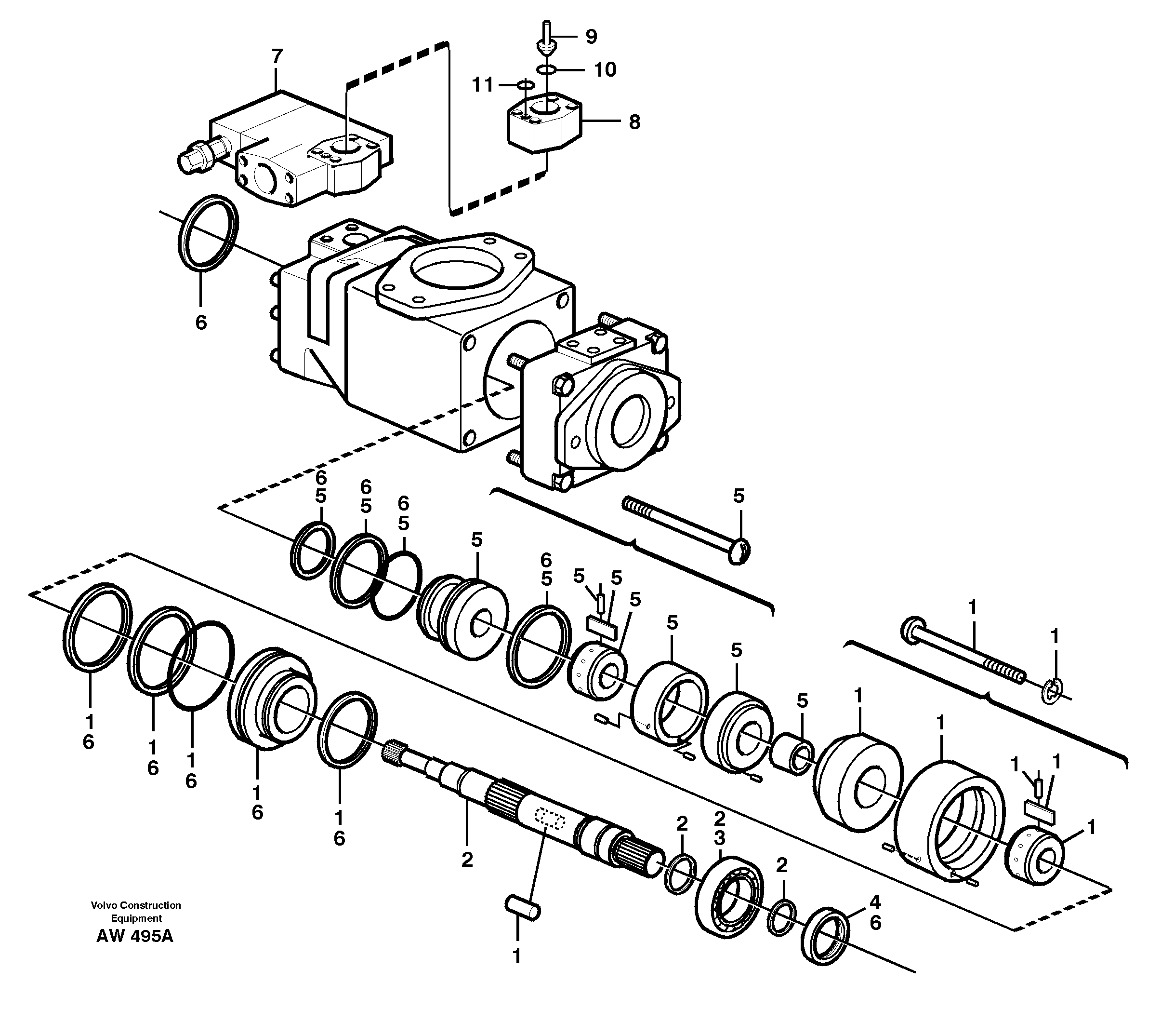 Схема запчастей Volvo L180C - 53903 Гидронасос (основной насос) L180C S/N 2533-SWE, 60465-USA