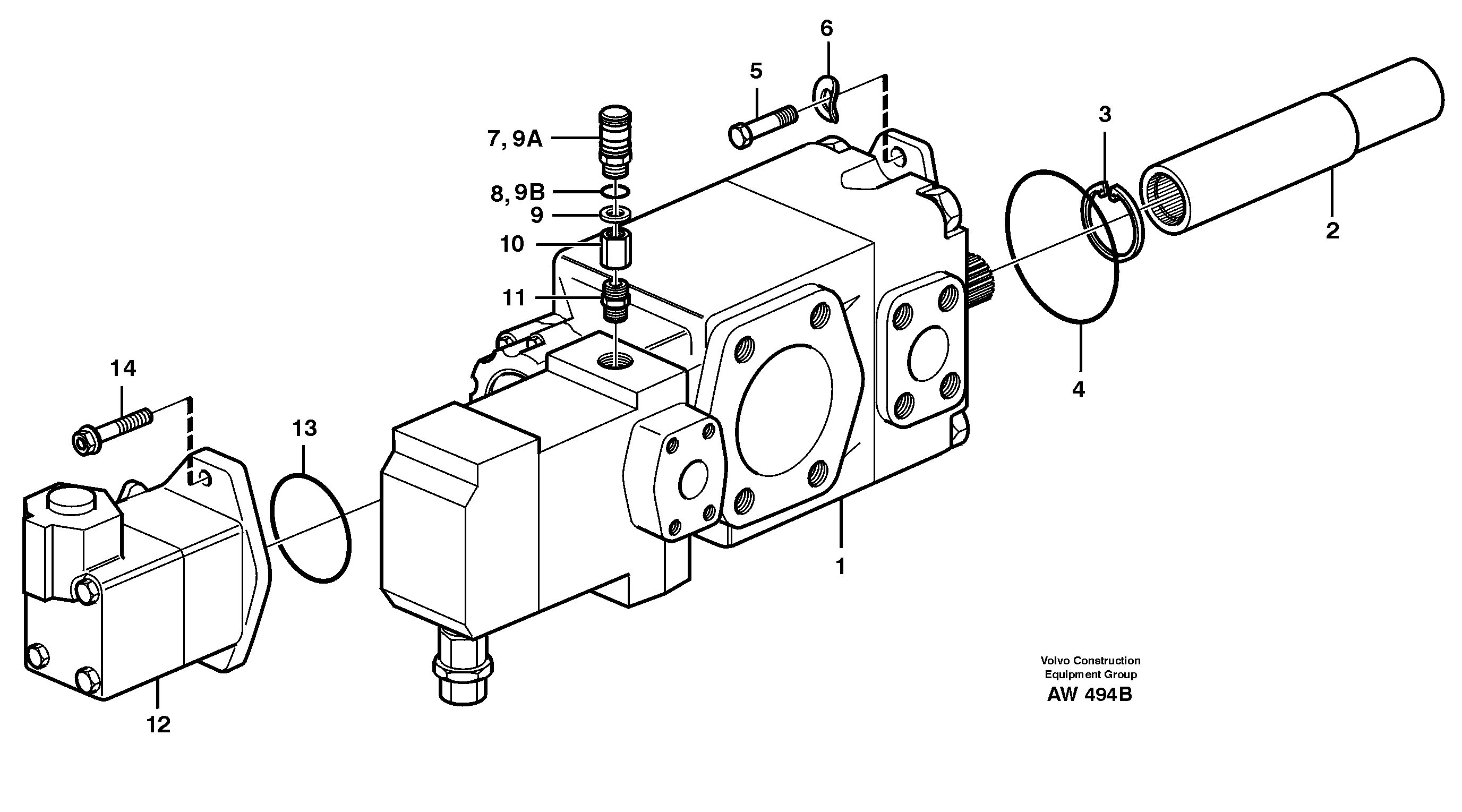 Схема запчастей Volvo L180C - 97816 Hydraulic pump with fitting parts L180C S/N 2533-SWE, 60465-USA