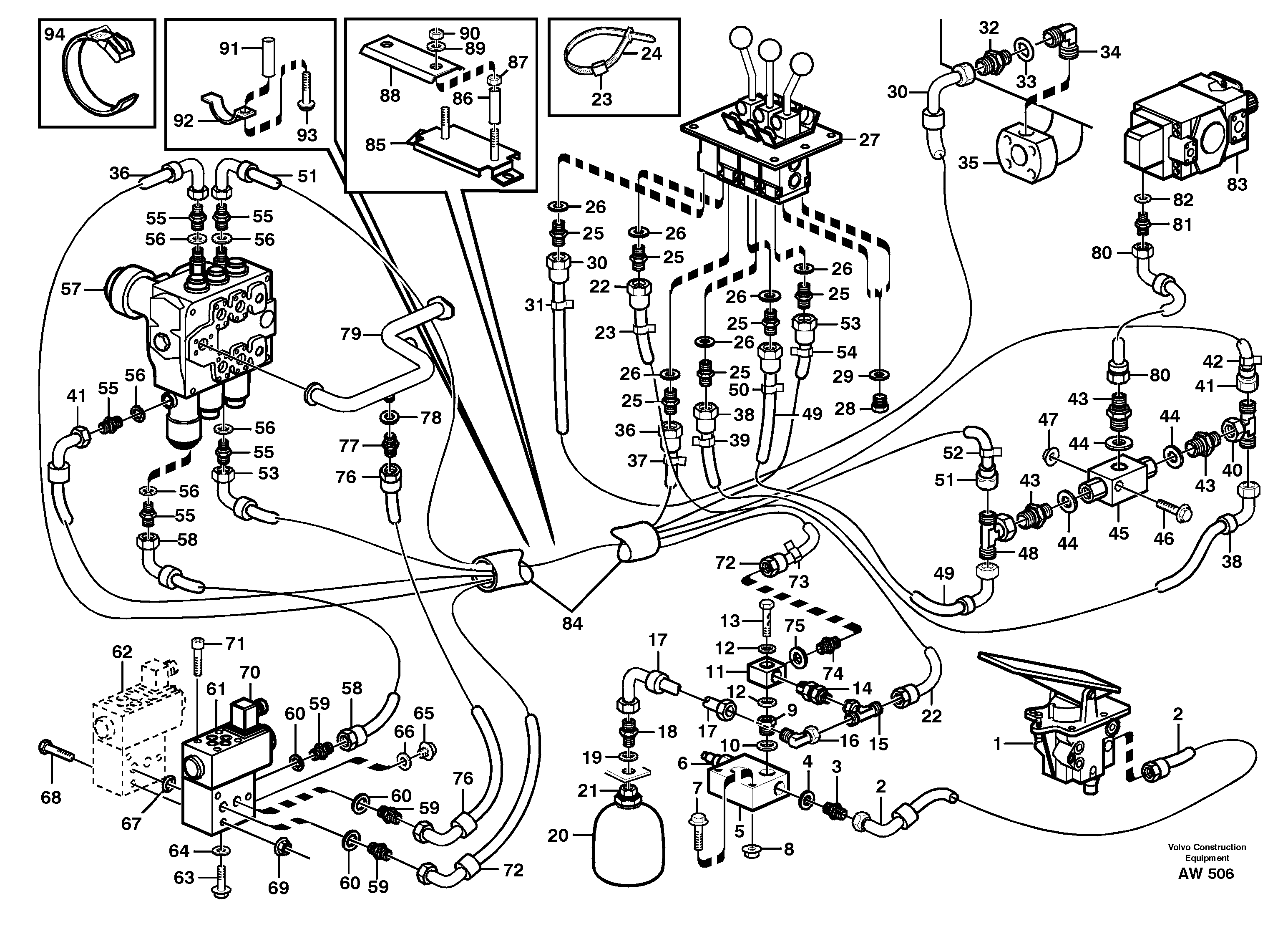 Схема запчастей Volvo L180C - 91276 Servo hydraulics L180C S/N 2533-SWE, 60465-USA