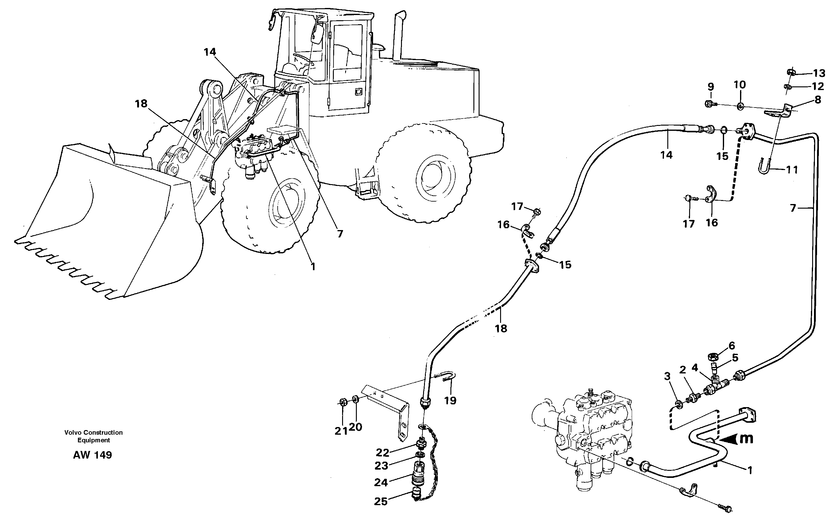 Схема запчастей Volvo L180C - 10207 Hydraulic system, 3:rd function, return line L180C S/N 2533-SWE, 60465-USA