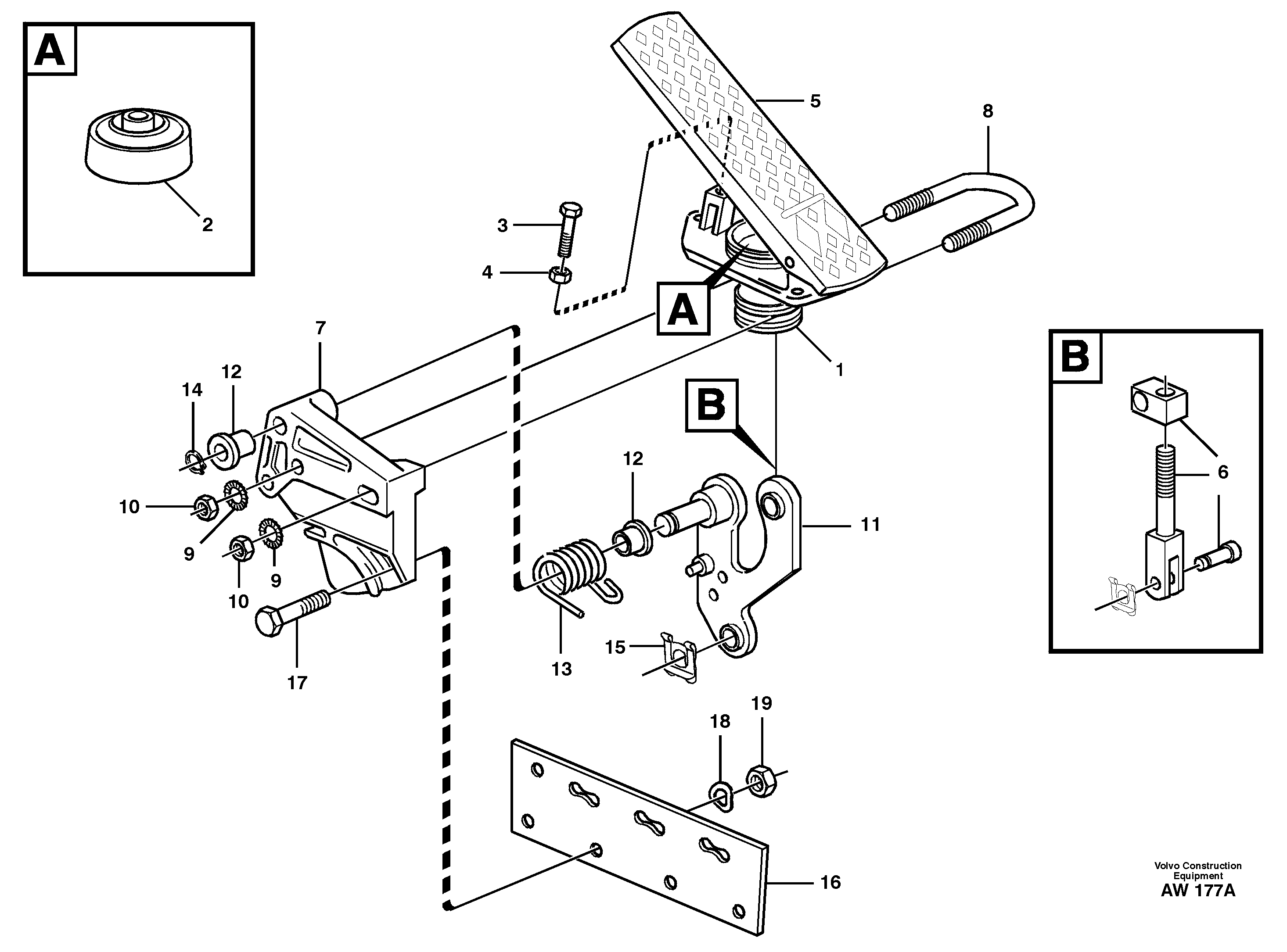 Схема запчастей Volvo L180C - 78056 Pedal L180C S/N 2533-SWE, 60465-USA