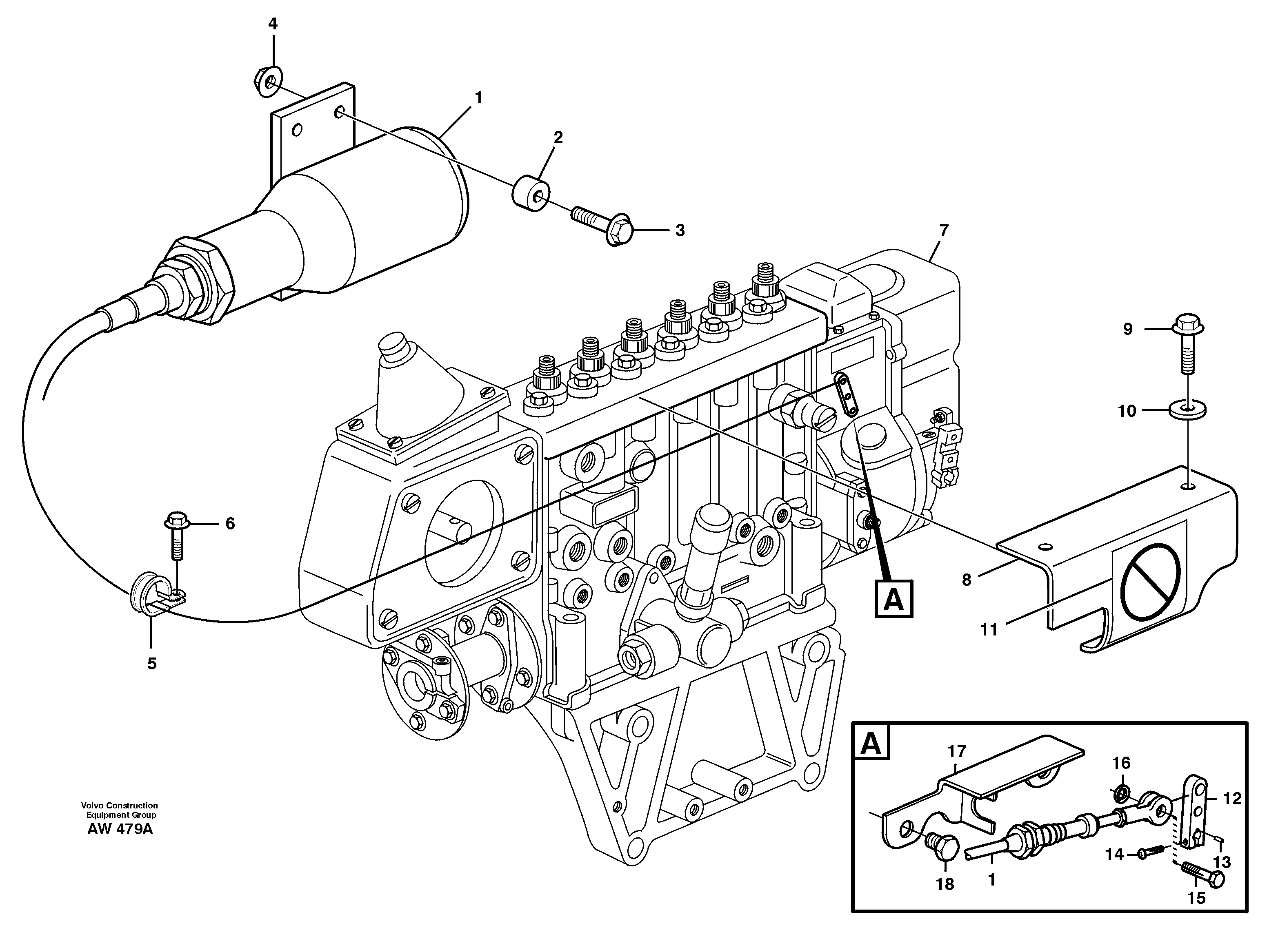 Схема запчастей Volvo L180C - 88382 Stop control L180C S/N 2533-SWE, 60465-USA