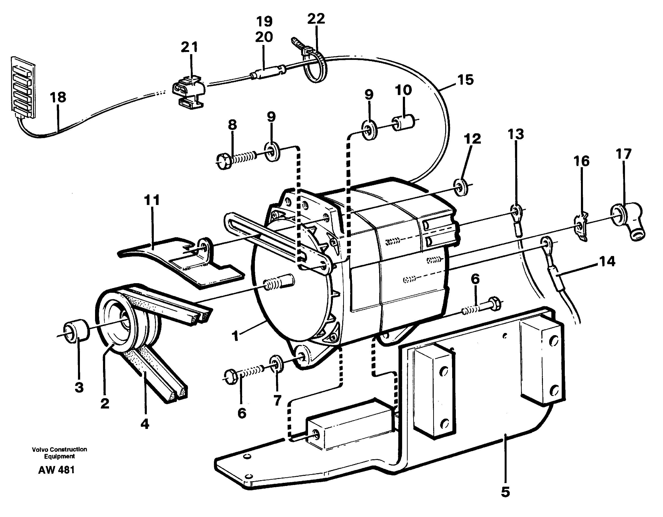 Схема запчастей Volvo L180C - 62682 Alternator with fitting parts, 100A L180C S/N 2533-SWE, 60465-USA