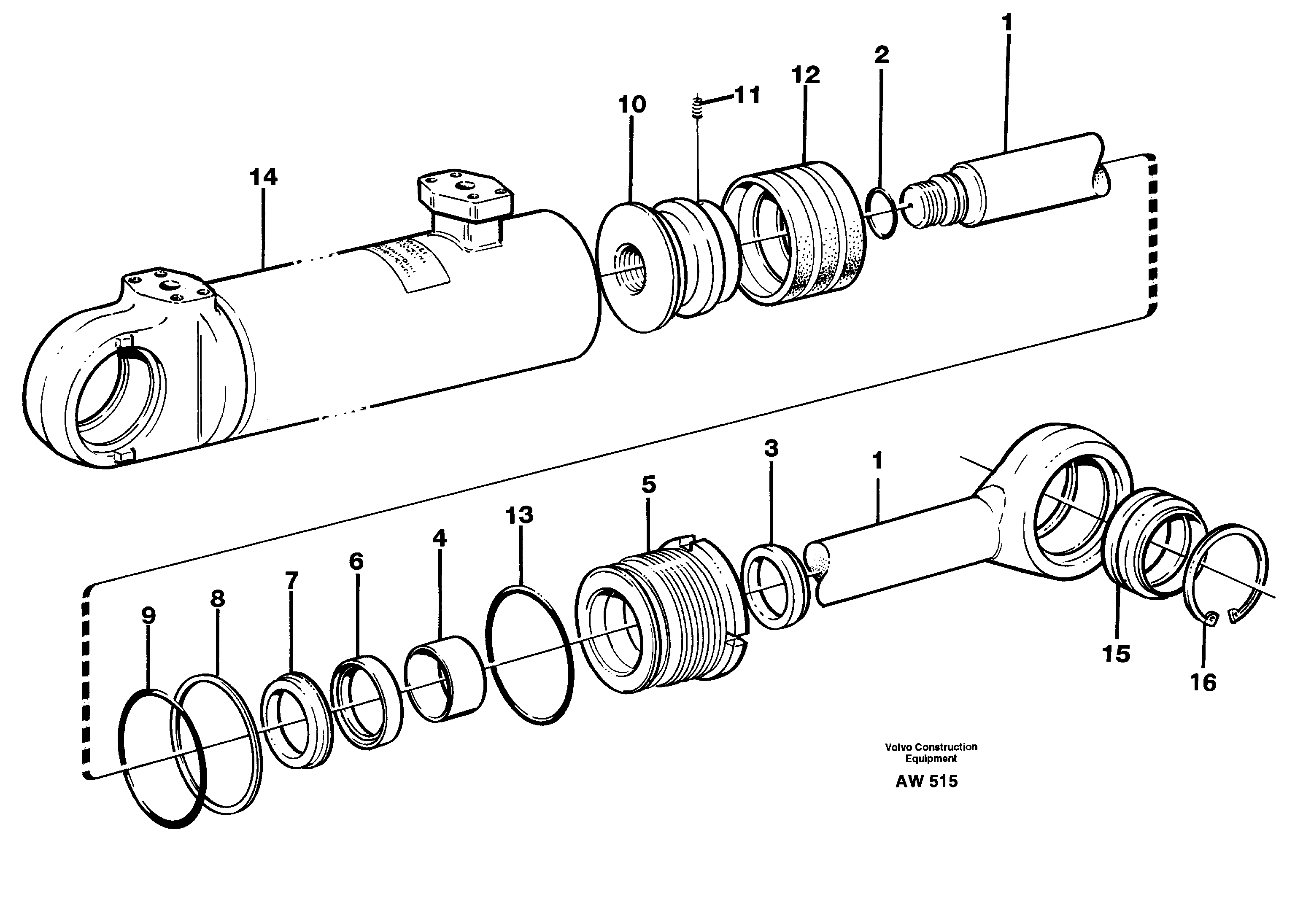 Схема запчастей Volvo L180C - 21446 Hydraulic cylinder L180C S/N 2533-SWE, 60465-USA