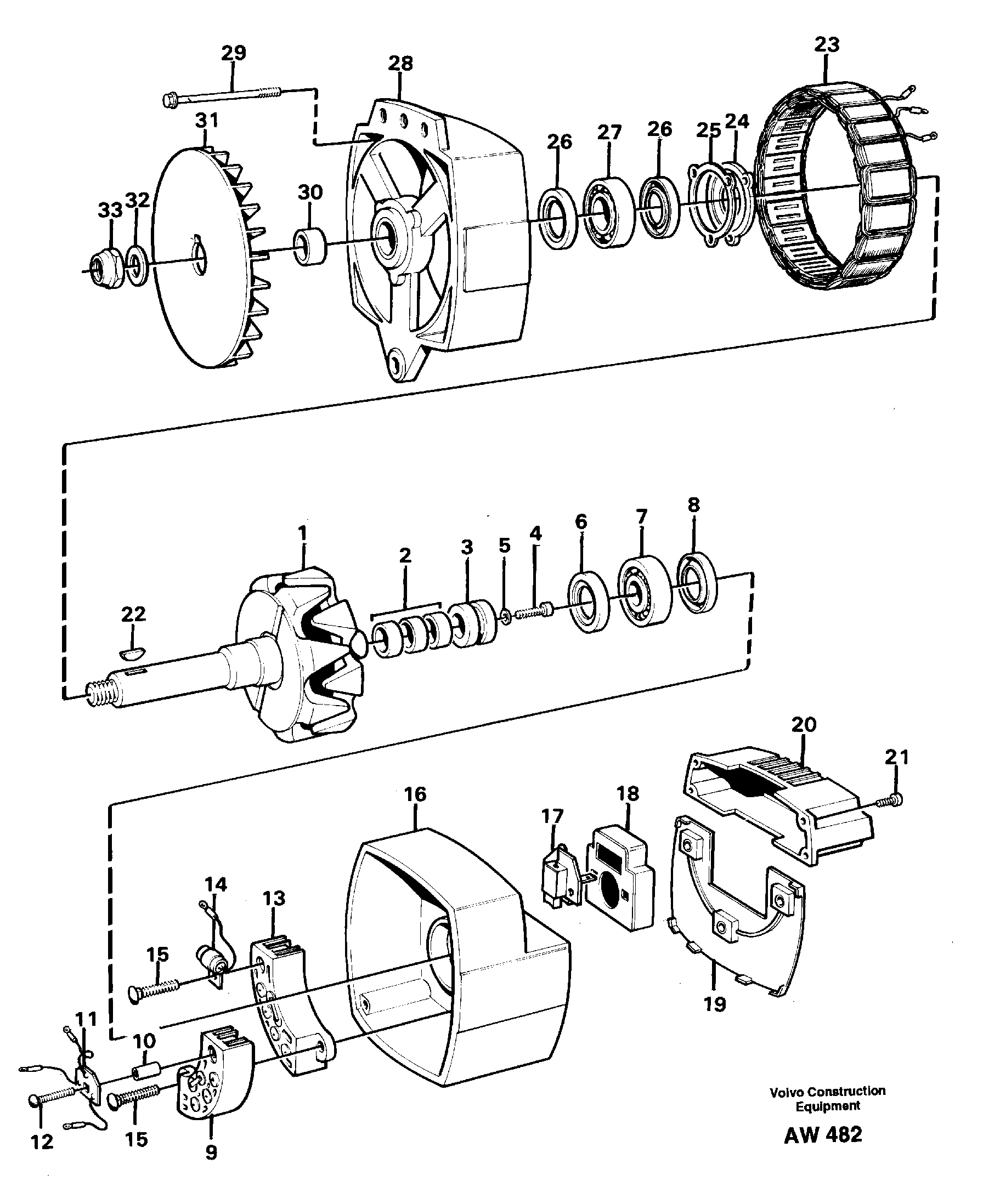 Схема запчастей Volvo L180C - 80940 Alternator L180C S/N 2533-SWE, 60465-USA