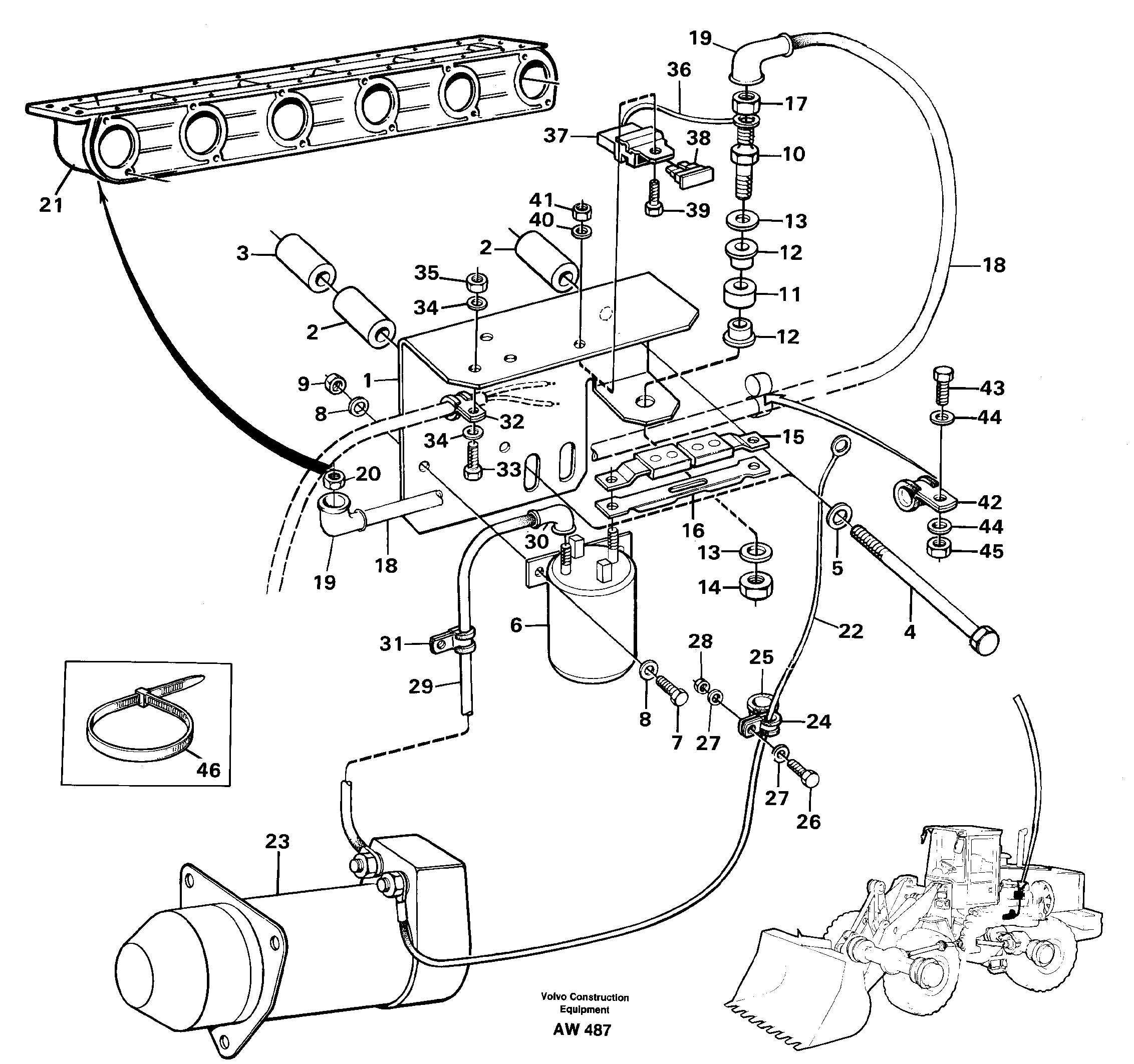 Схема запчастей Volvo L180C - 18046 Starter element with fitting parts L180C S/N 2533-SWE, 60465-USA