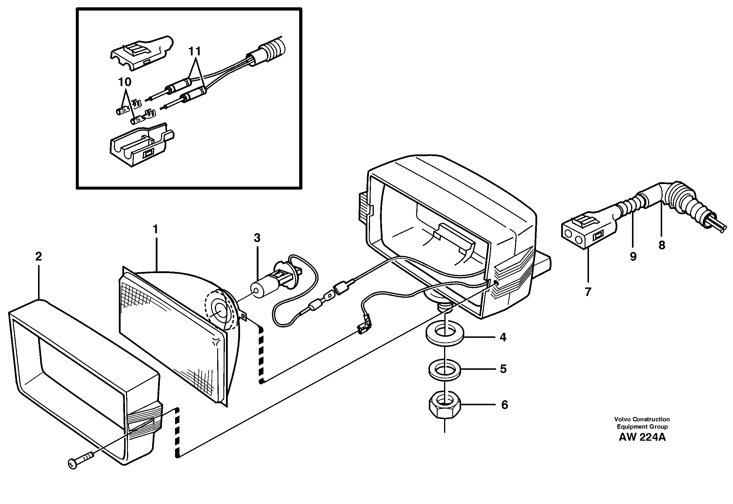 Схема запчастей Volvo L180C - 52836 Work lights, front L180C S/N 2533-SWE, 60465-USA