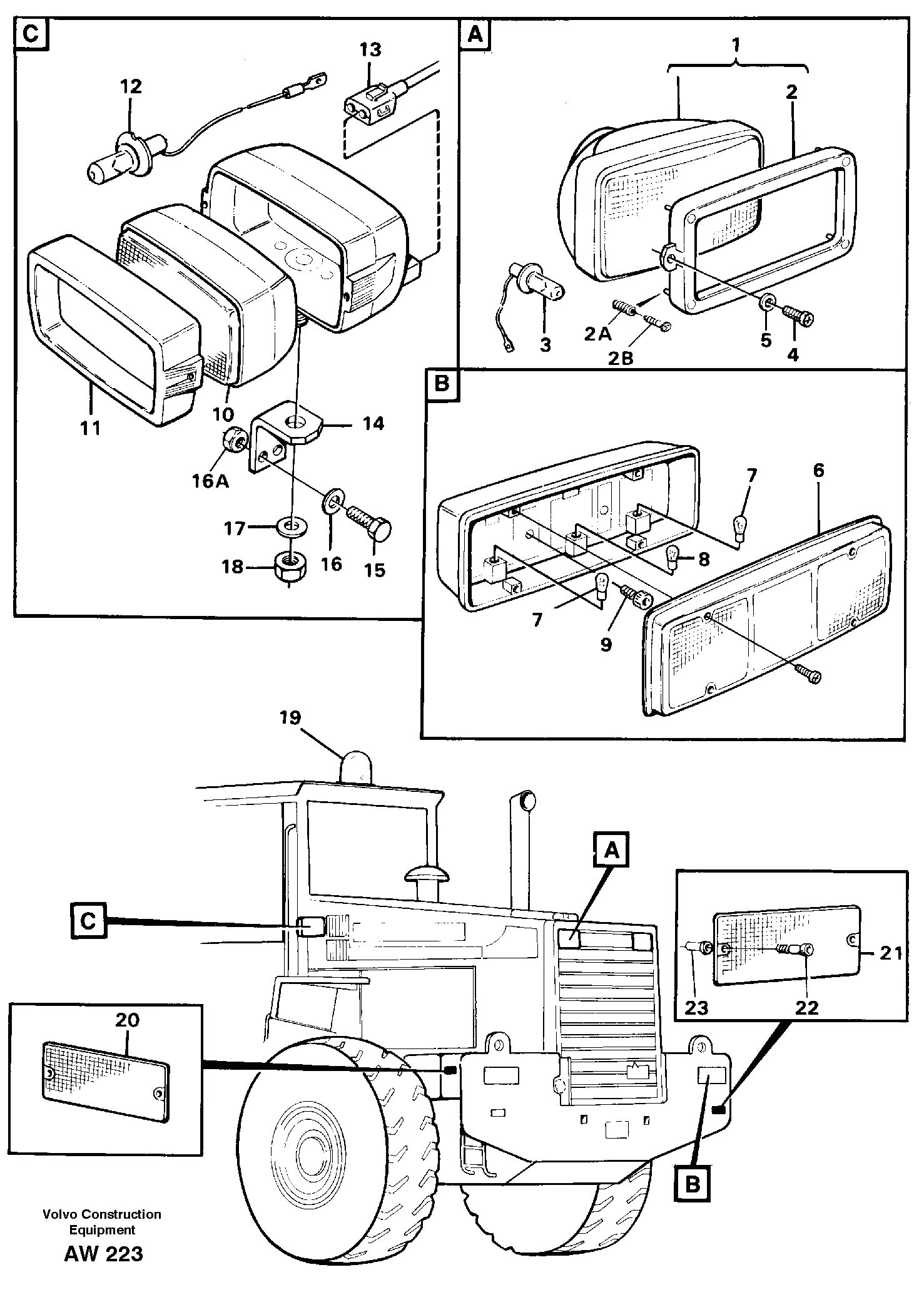 Схема запчастей Volvo L180C - 23454 Lighting, rear L180C S/N 2533-SWE, 60465-USA