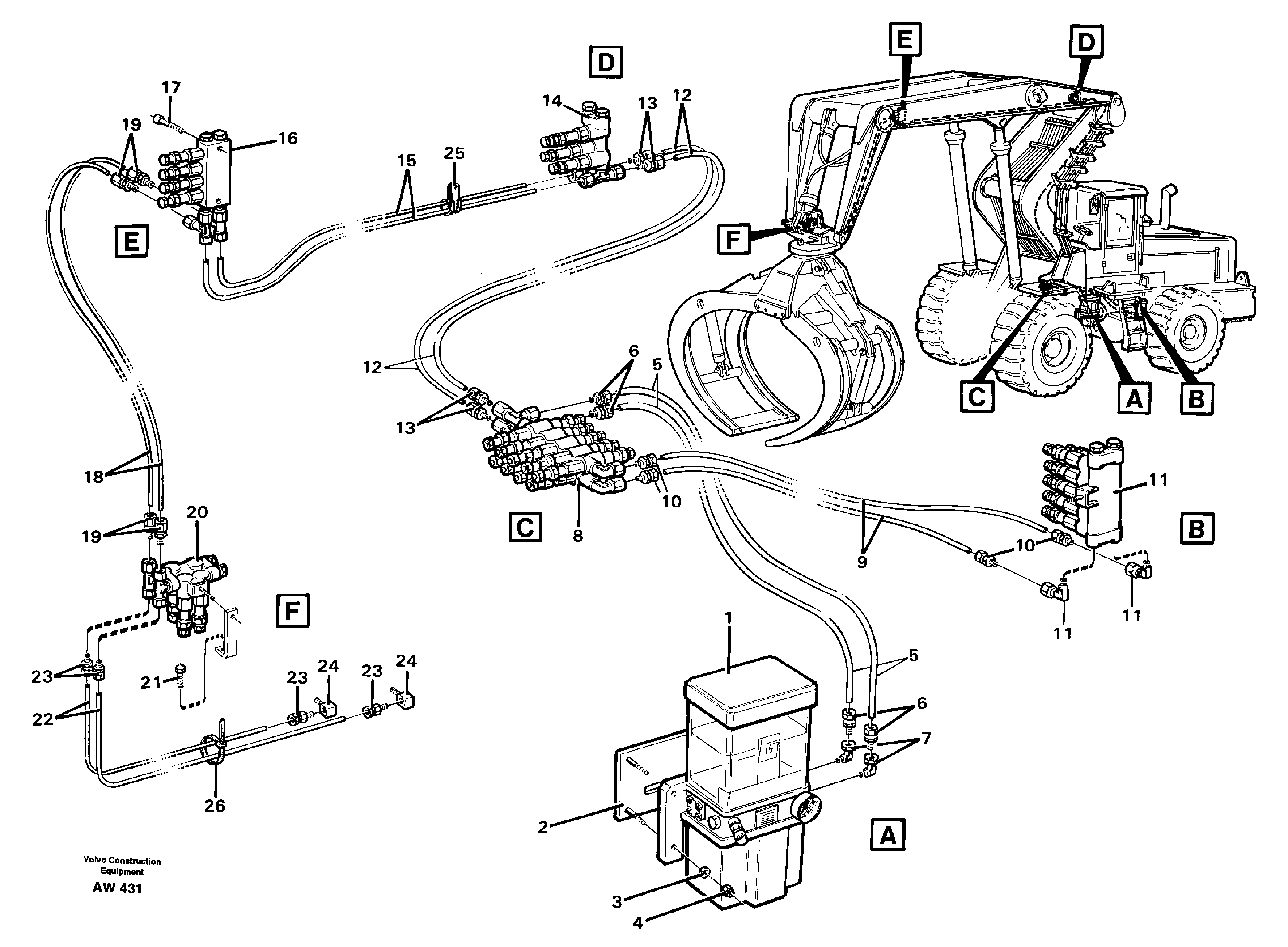 Схема запчастей Volvo L180C - 5693 Central lubrication, high lift version L180C S/N 2533-SWE, 60465-USA