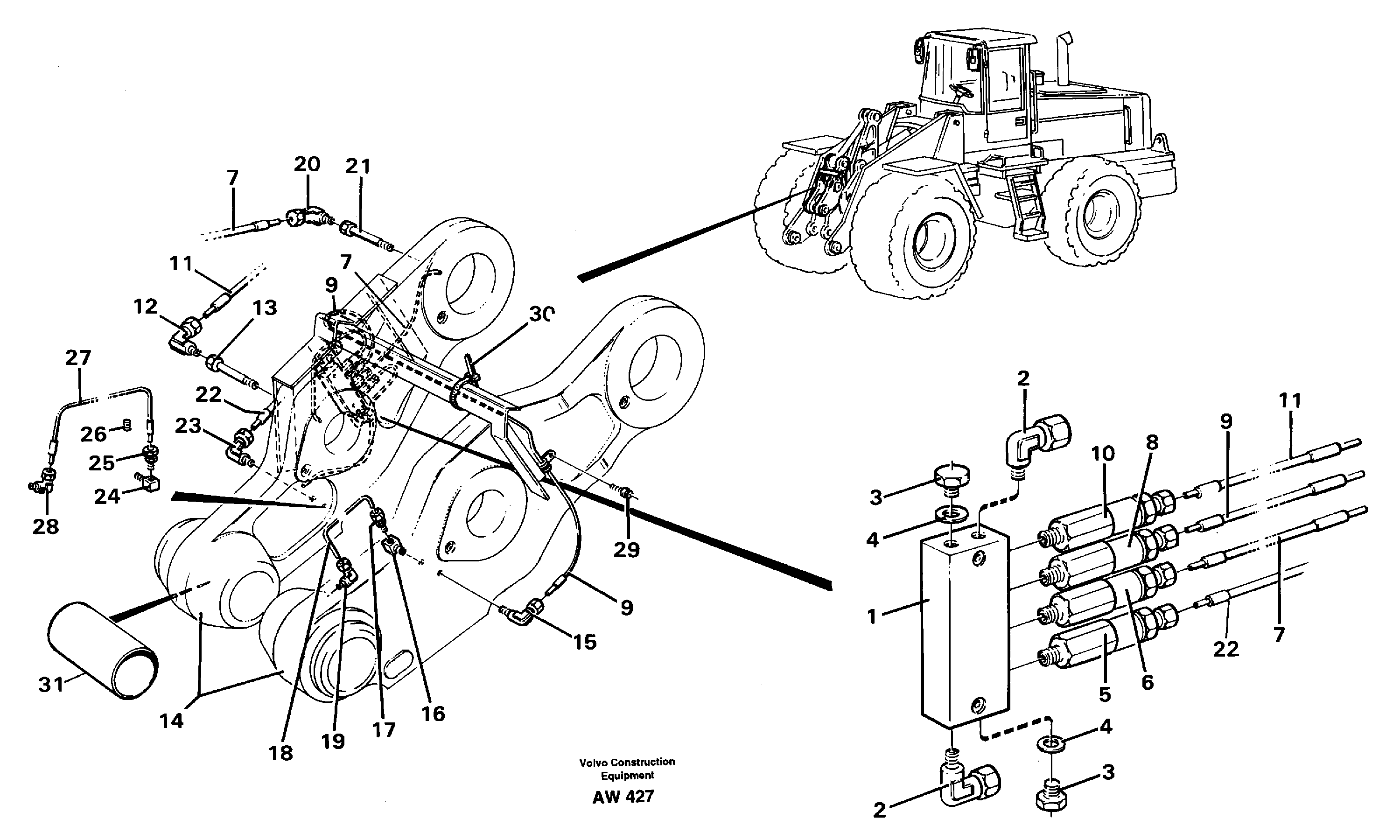 Схема запчастей Volvo L180C - 69789 Distribution block, B5 L180C S/N 2533-SWE, 60465-USA