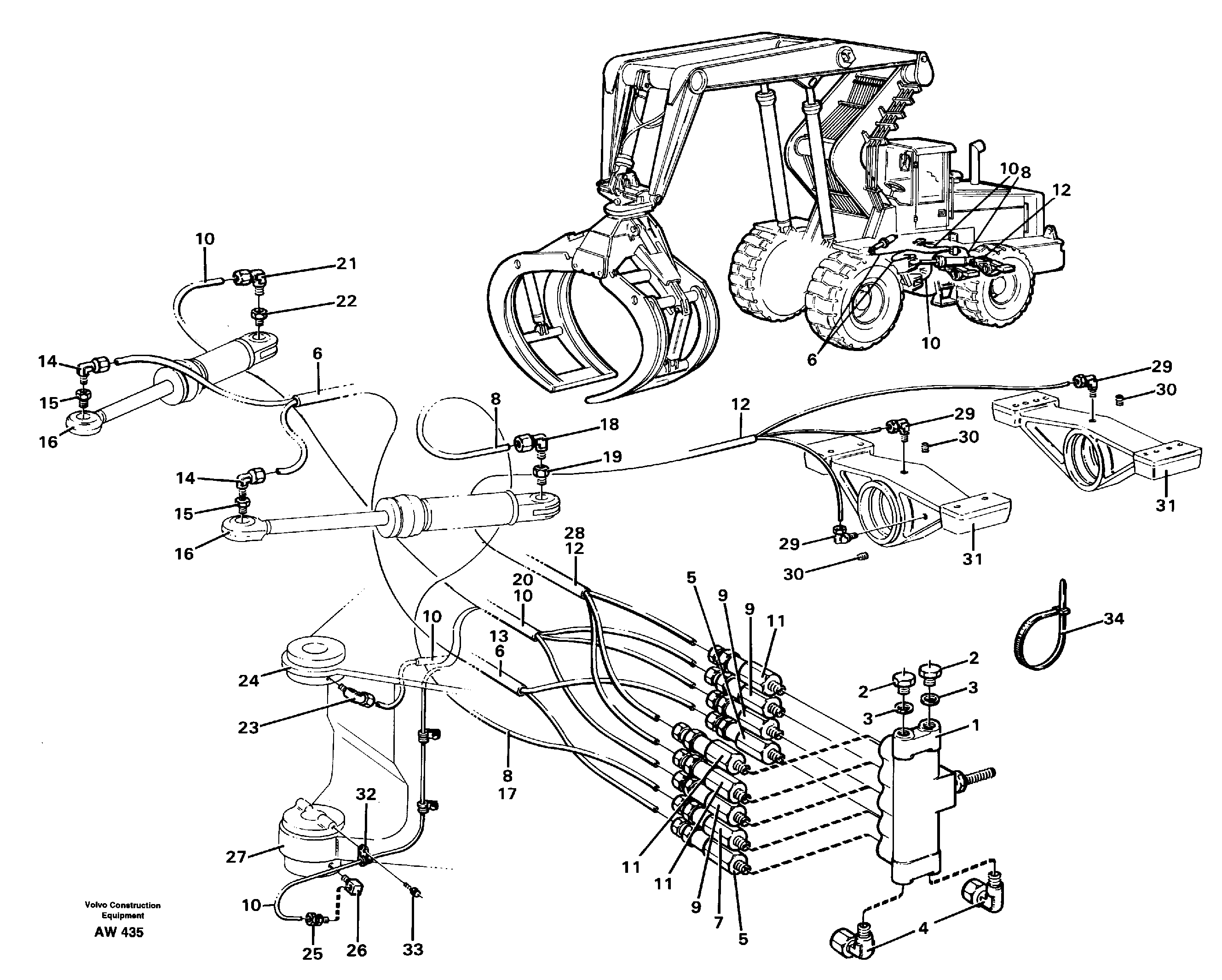 Схема запчастей Volvo L180C - 69791 Distribution block, B1 L180C S/N 2533-SWE, 60465-USA