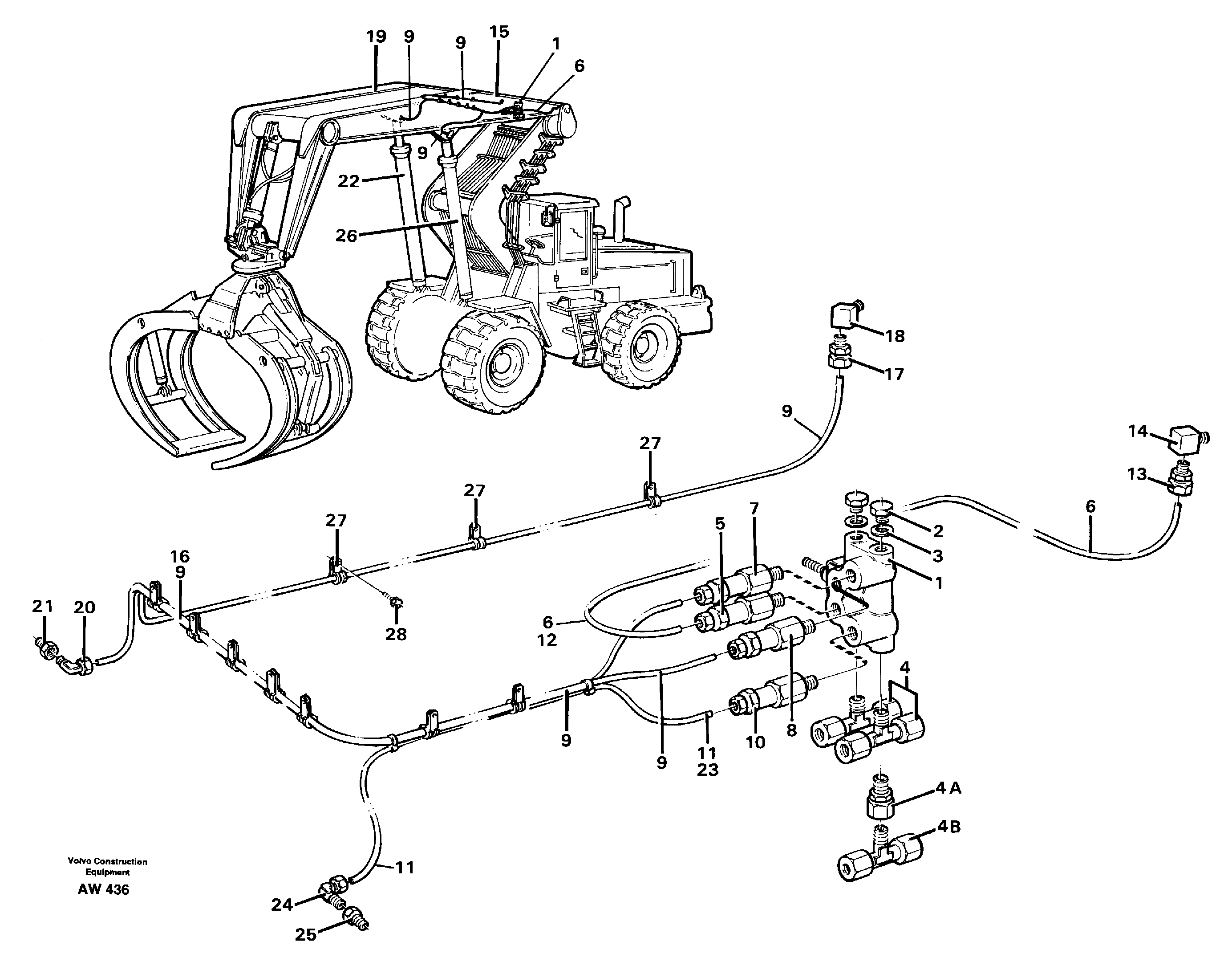 Схема запчастей Volvo L180C - 69792 Distribution block, B3 L180C S/N 2533-SWE, 60465-USA