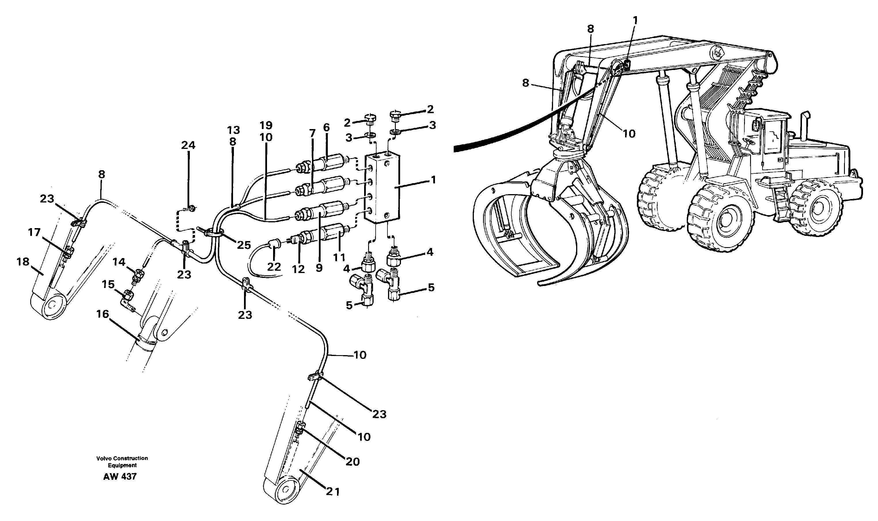 Схема запчастей Volvo L180C - 69793 Distribution block, B4 L180C S/N 2533-SWE, 60465-USA