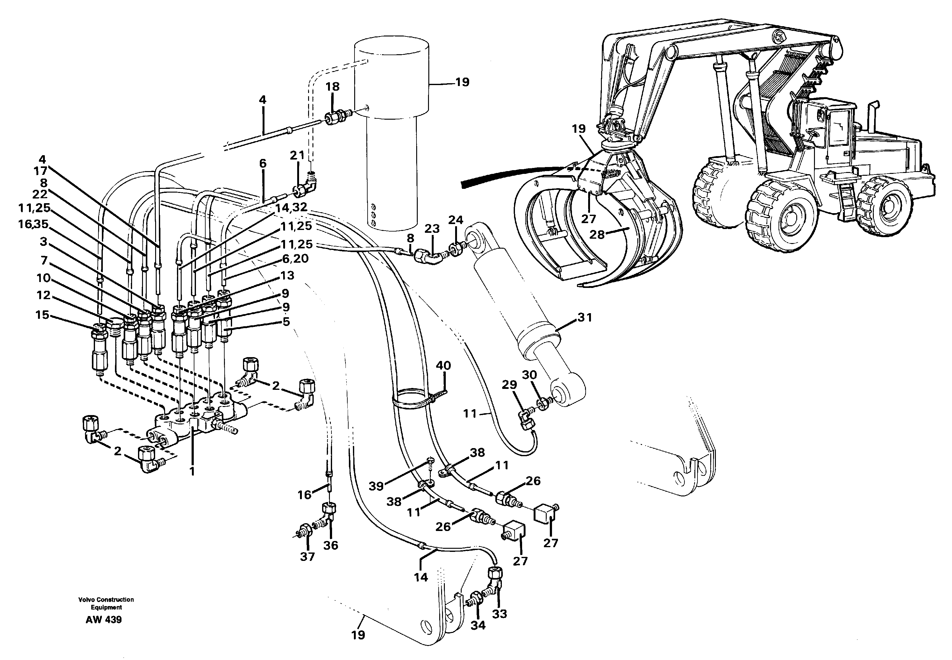 Схема запчастей Volvo L180C - 69795 Distribution block, B6 L180C S/N 2533-SWE, 60465-USA