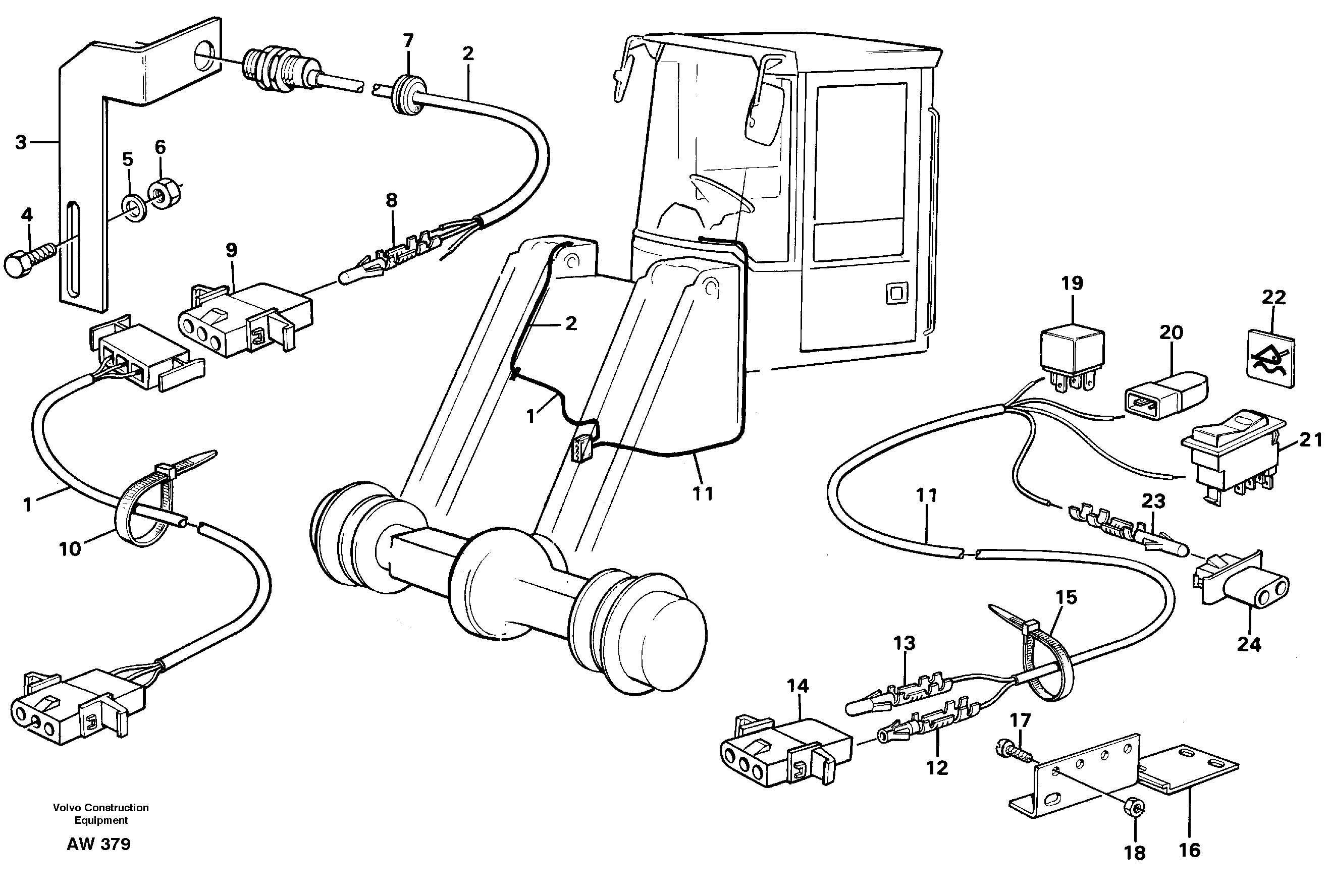 Схема запчастей Volvo L180C - 55180 Cable harness, automatic float position L180C S/N 2533-SWE, 60465-USA