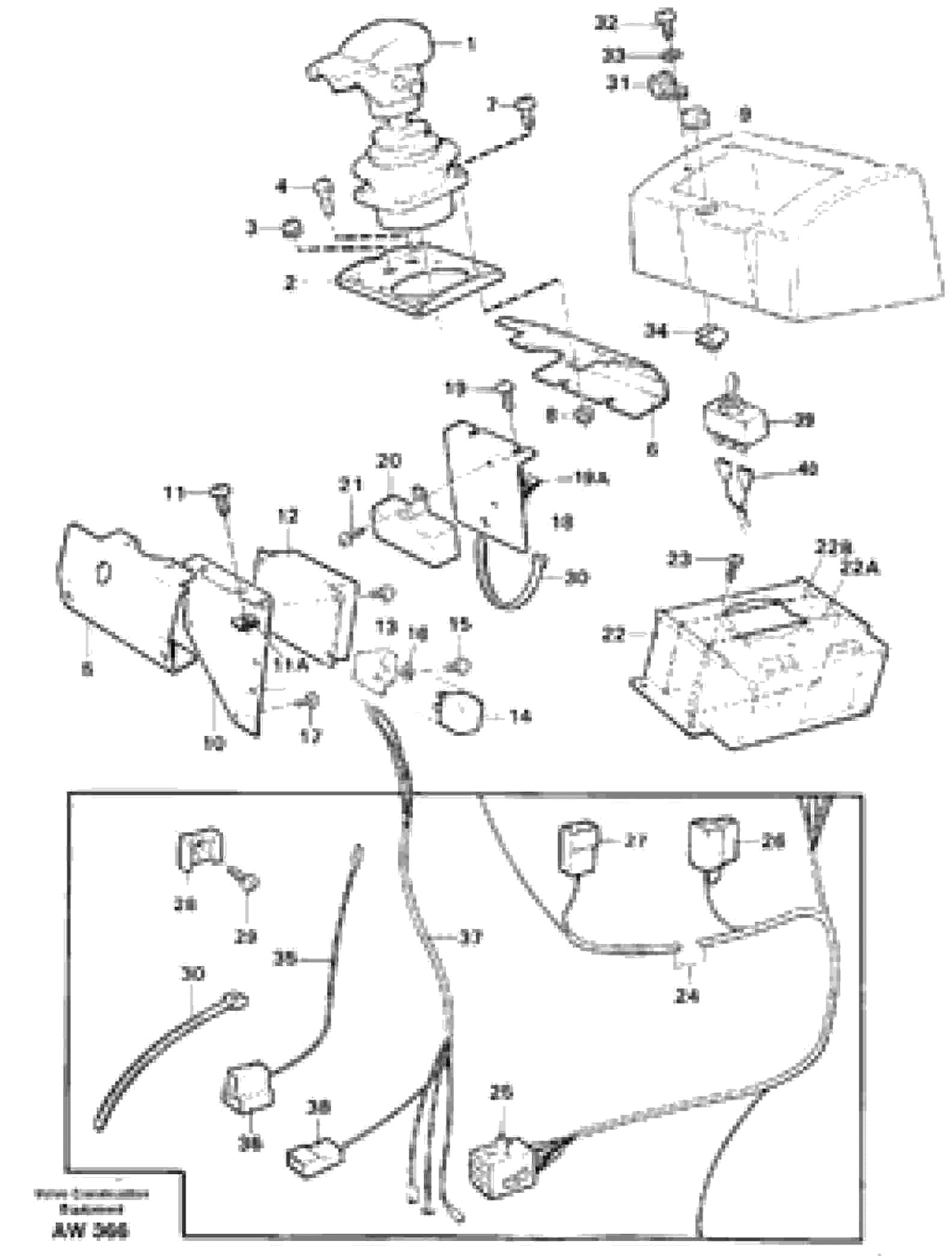 Схема запчастей Volvo L180C - 66868 Control lever and cable harness, high lift L180C S/N 2533-SWE, 60465-USA