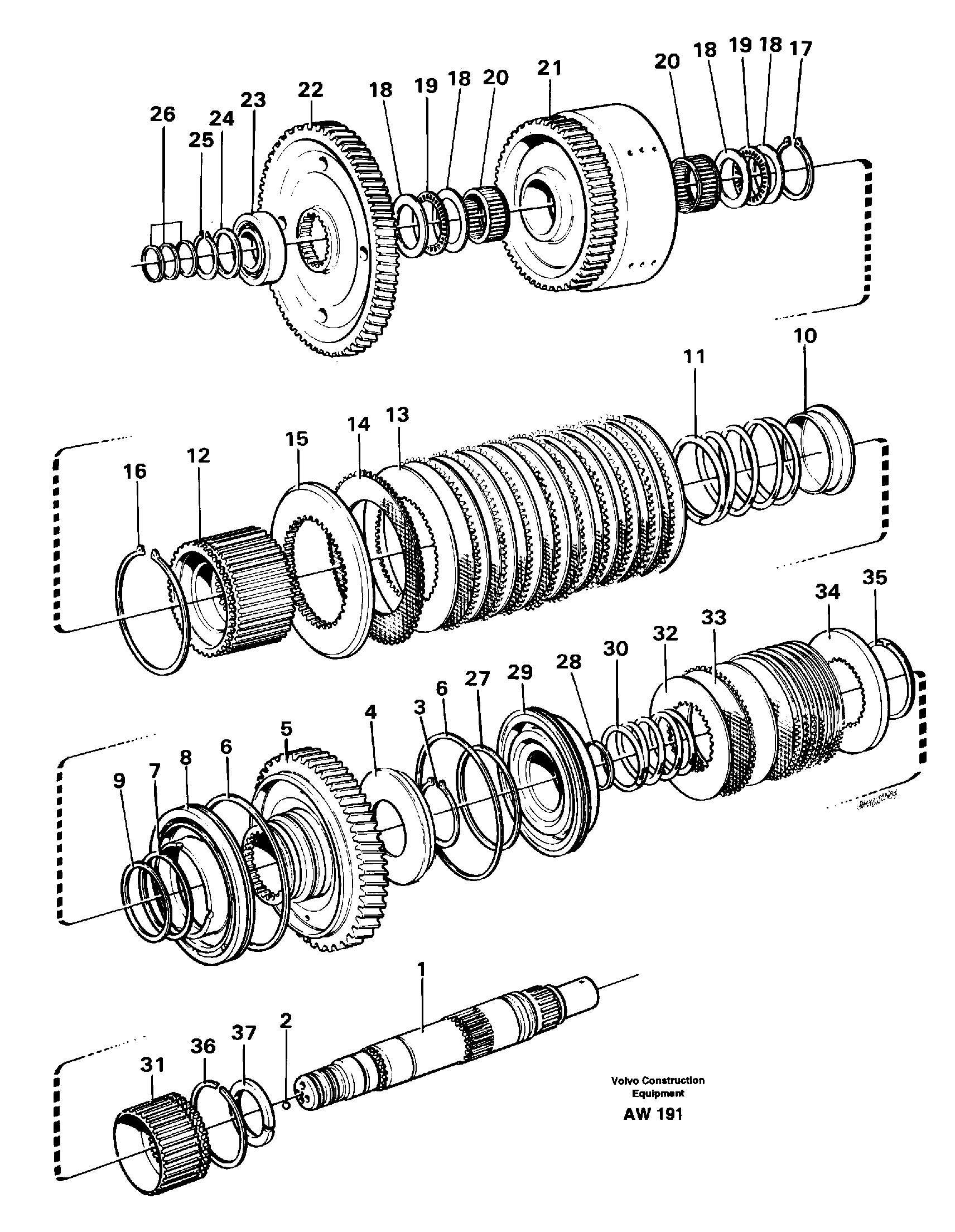 Схема запчастей Volvo L180C - 15410 Hydraulic clutch, reverse / 2nd speed L180C S/N 2533-SWE, 60465-USA