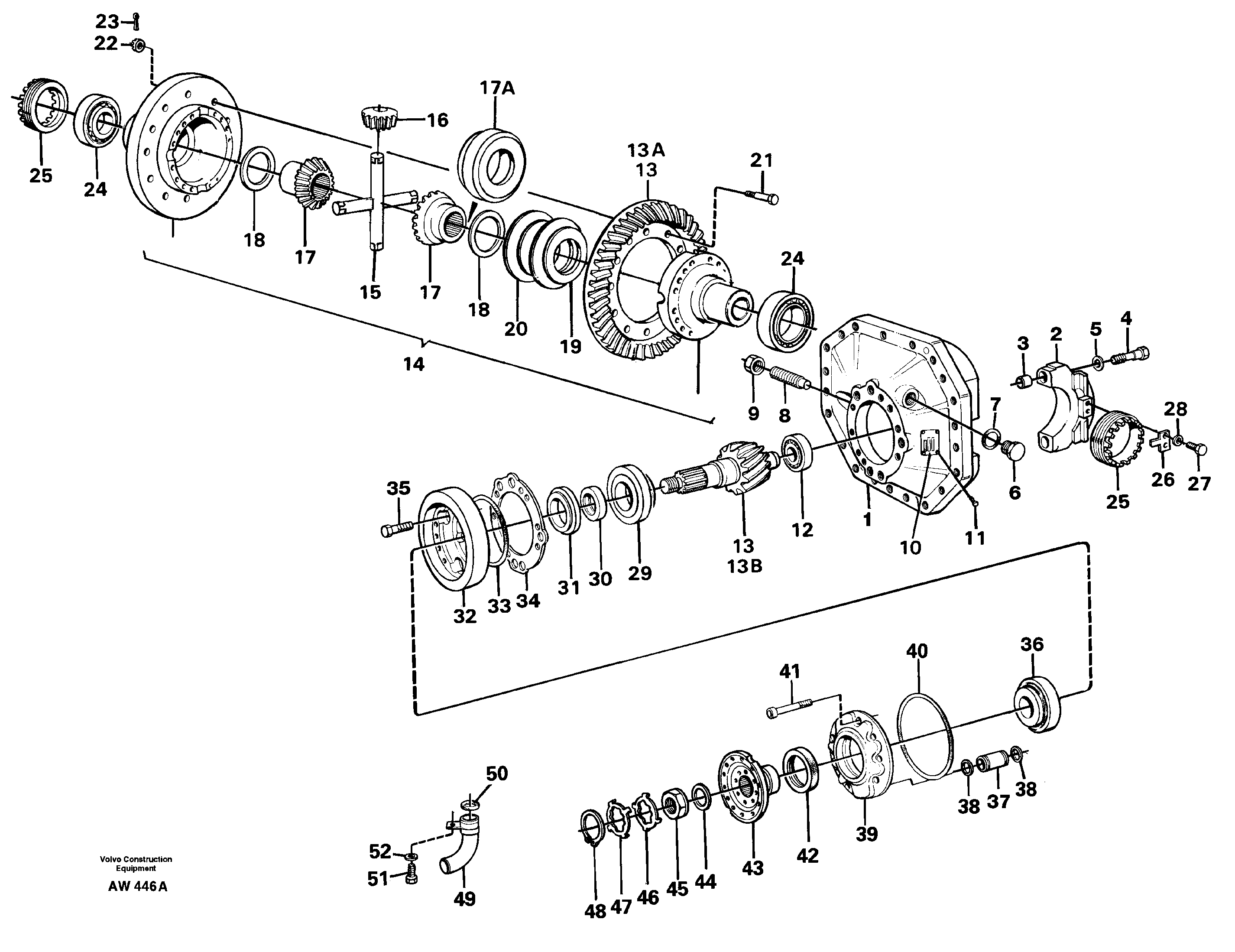 Схема запчастей Volvo L180C - 6795 Final drive, front L180C S/N 2533-SWE, 60465-USA