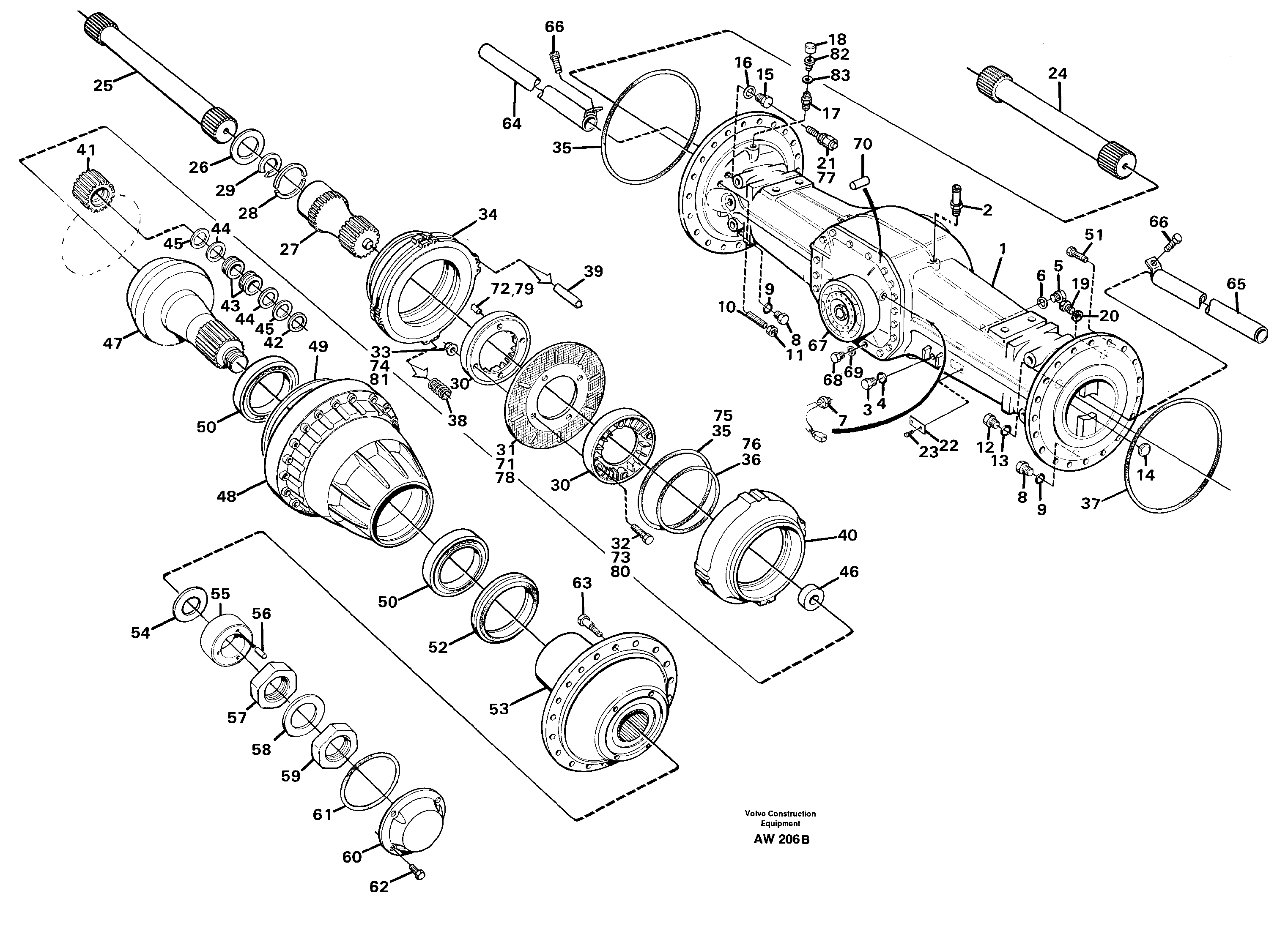 Схема запчастей Volvo L180C - 90152 Planet shaft, rear L180C S/N 2533-SWE, 60465-USA