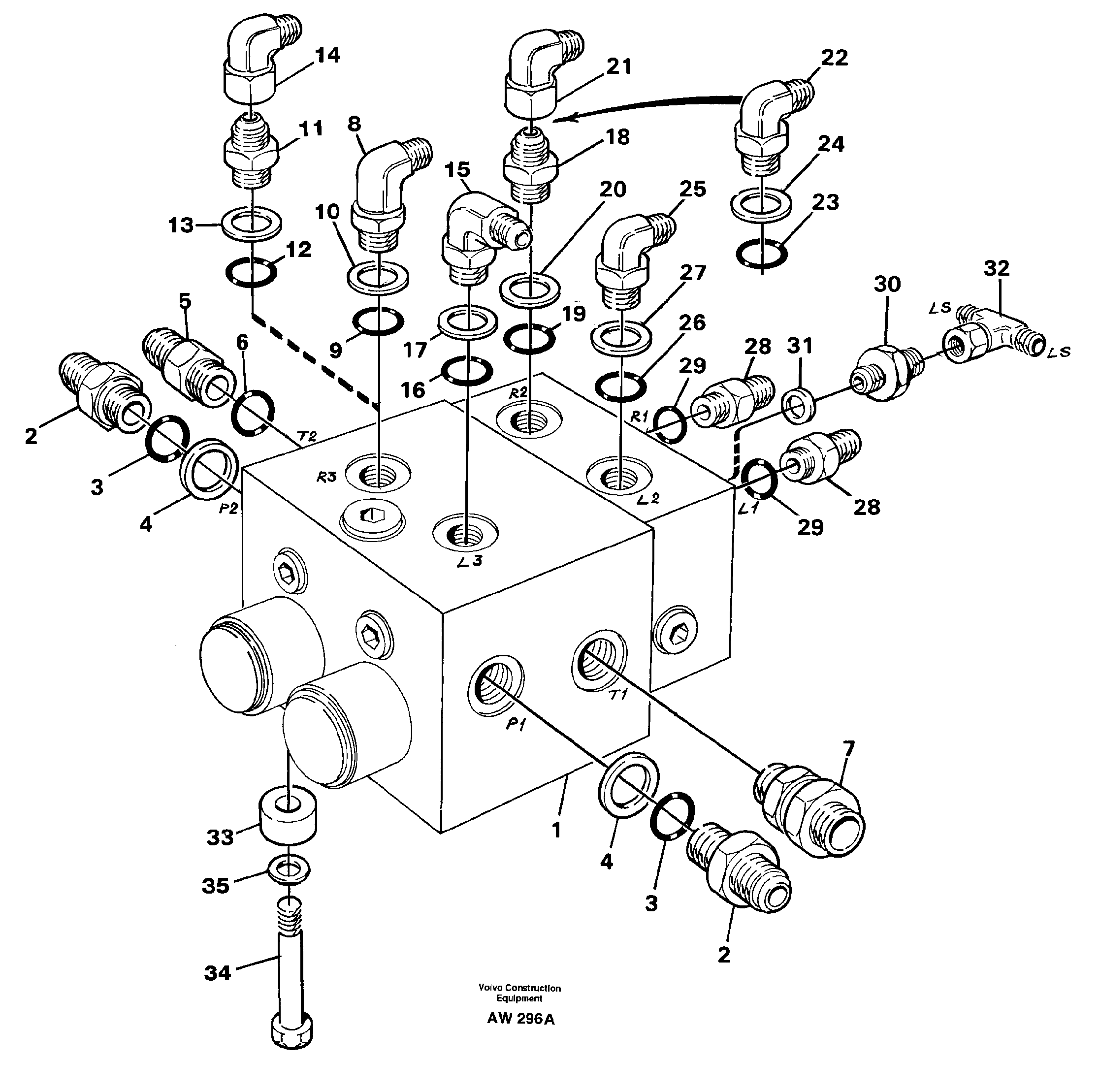 Схема запчастей Volvo L180C - 12208 Shift valve with fitting parts L180C S/N 2533-SWE, 60465-USA