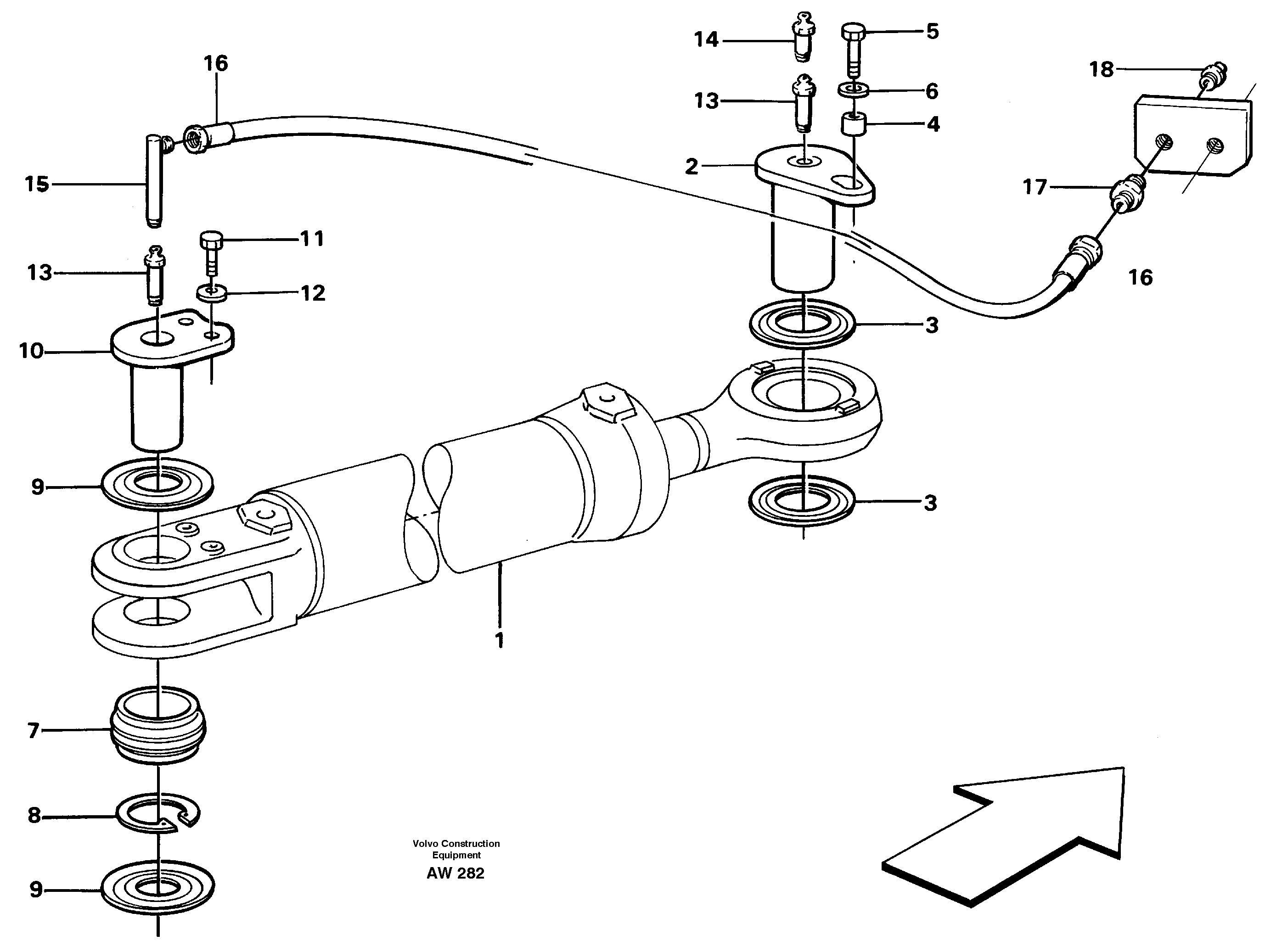 Схема запчастей Volvo L180C - 19232 Hydraulic cylinder with fitting parts L180C S/N 2533-SWE, 60465-USA