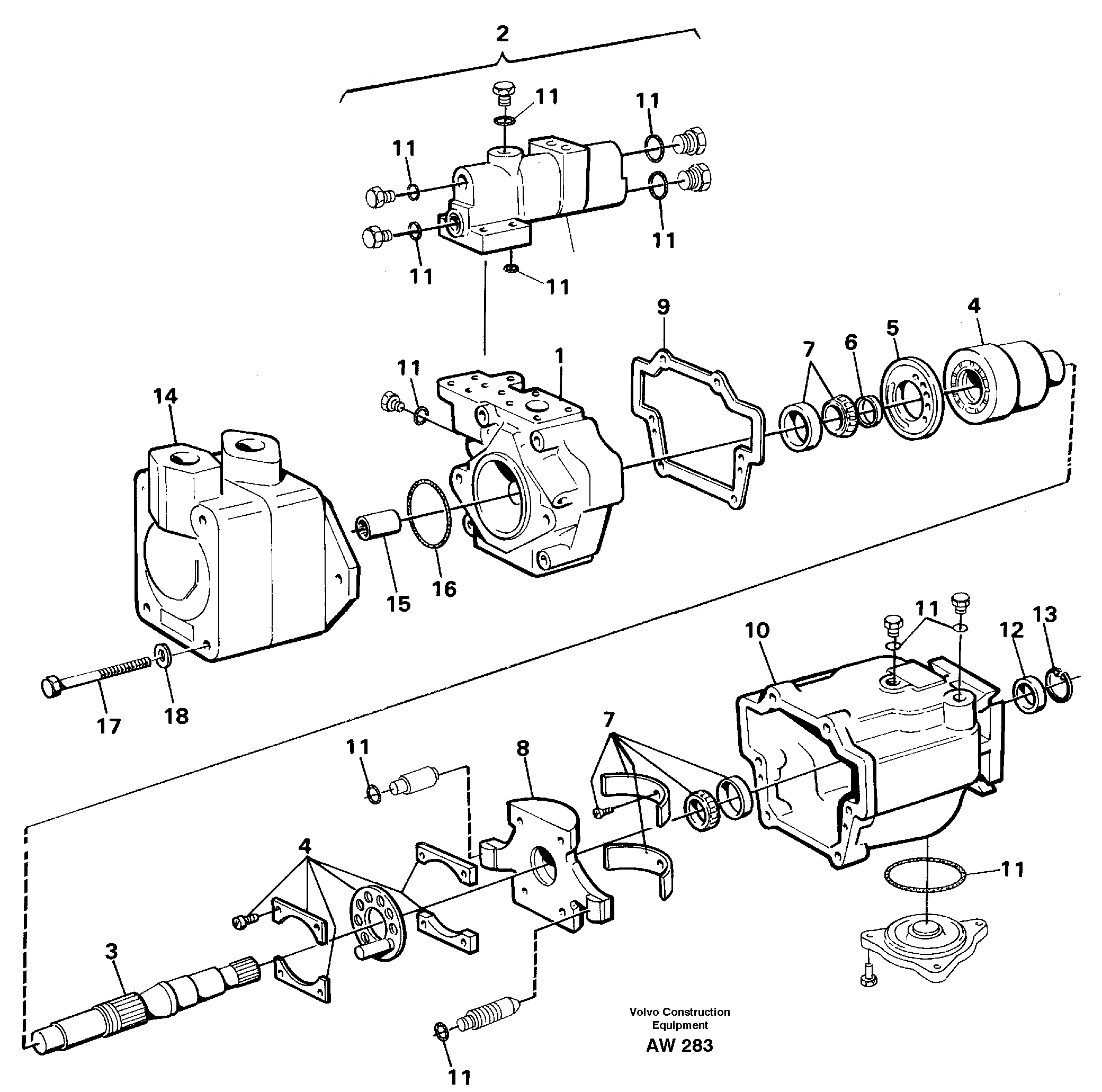 Схема запчастей Volvo L180C - 24405 Гидронасос (основной насос) L180C S/N 2533-SWE, 60465-USA