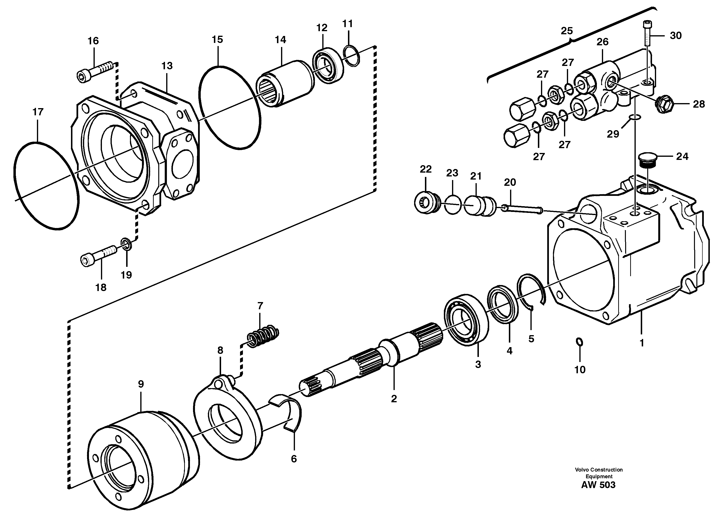 Схема запчастей Volvo L180C - 98569 Hydraulic pump, control pump L180C S/N 2533-SWE, 60465-USA