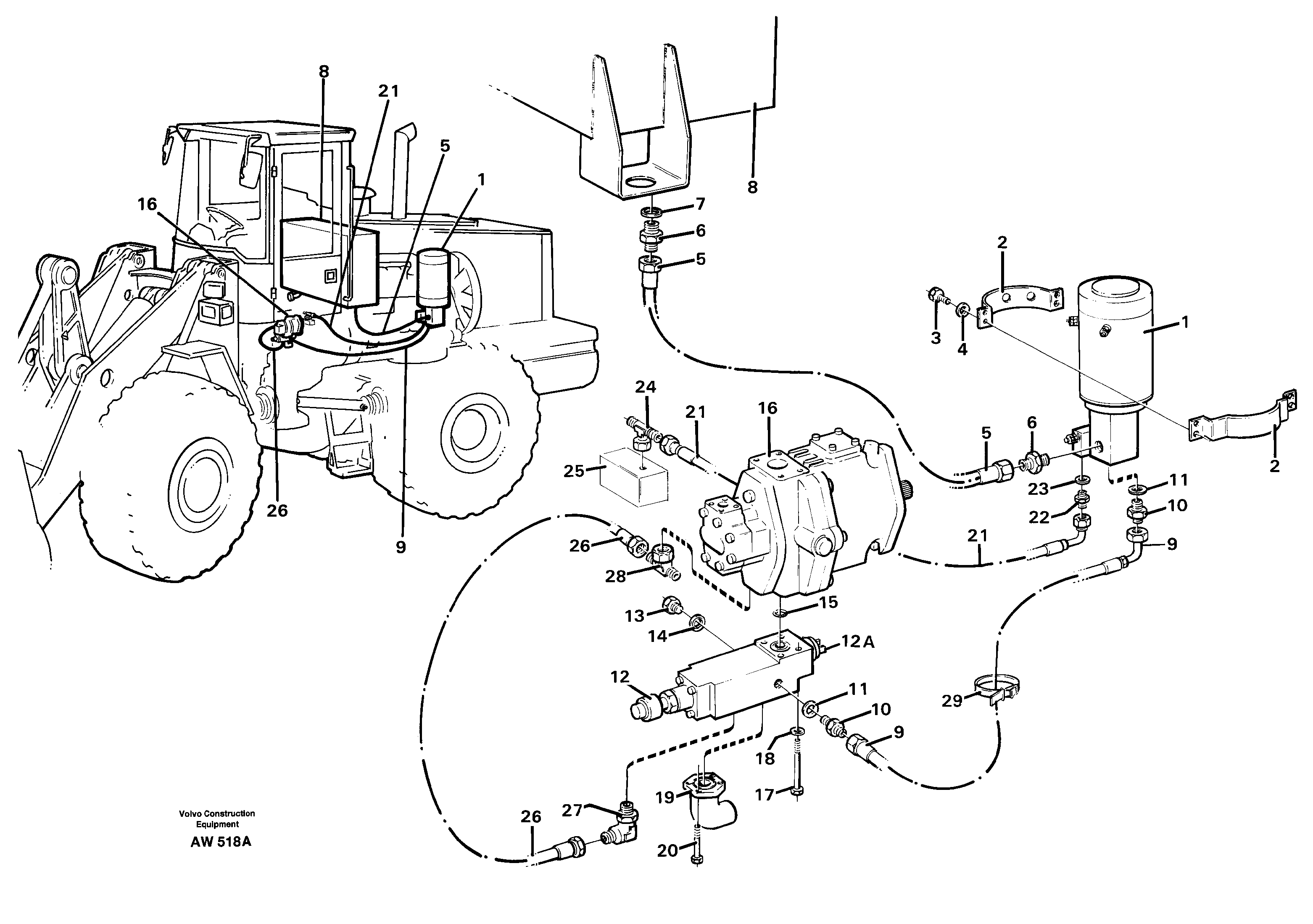 Схема запчастей Volvo L180C - 53865 Secondary steering system L180C S/N 2533-SWE, 60465-USA