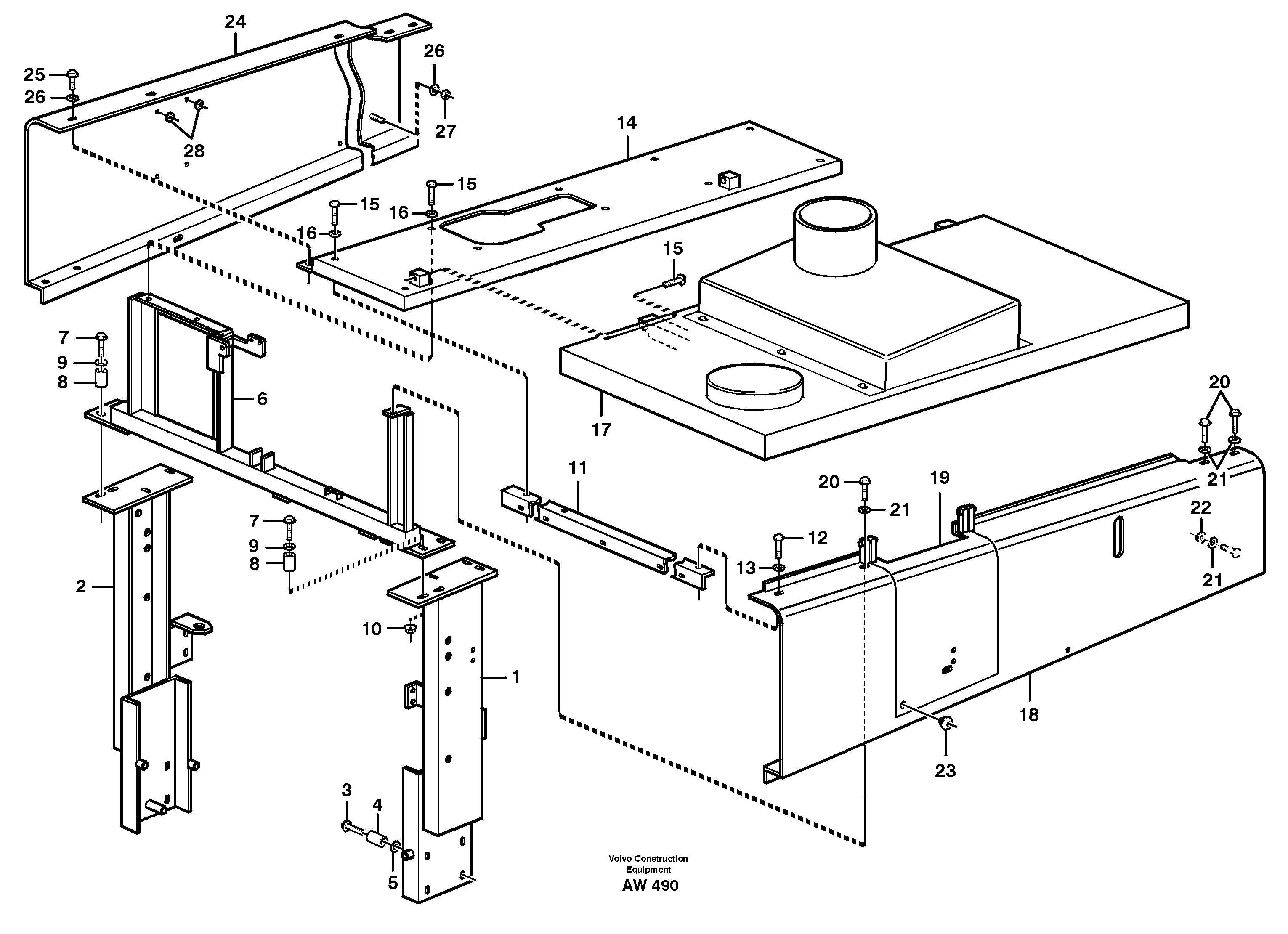 Схема запчастей Volvo L180C - 82362 Engine hood L180C S/N 2533-SWE, 60465-USA