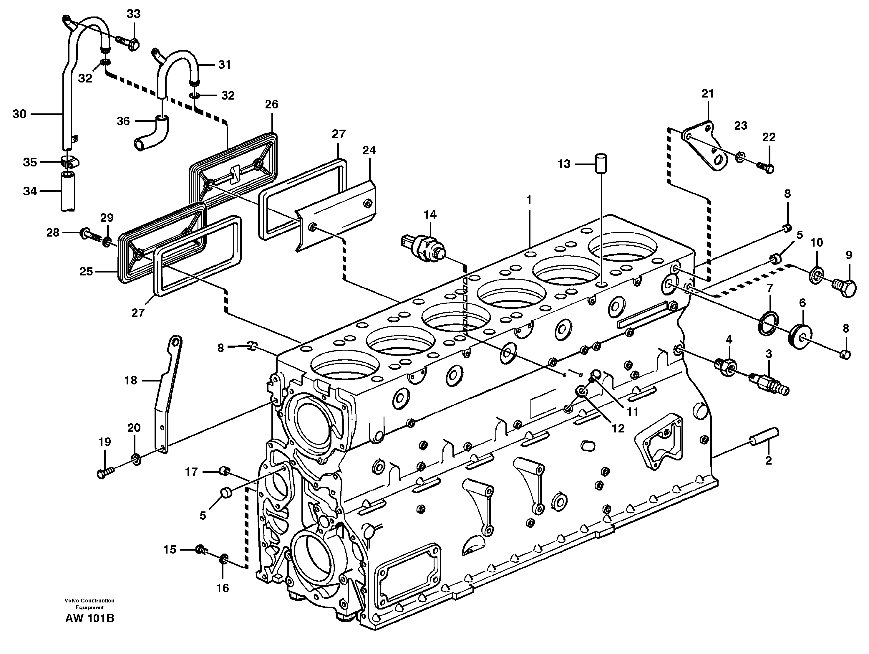 Схема запчастей Volvo L180C - 100739 Блок цилиндров L180C S/N 2533-SWE, 60465-USA