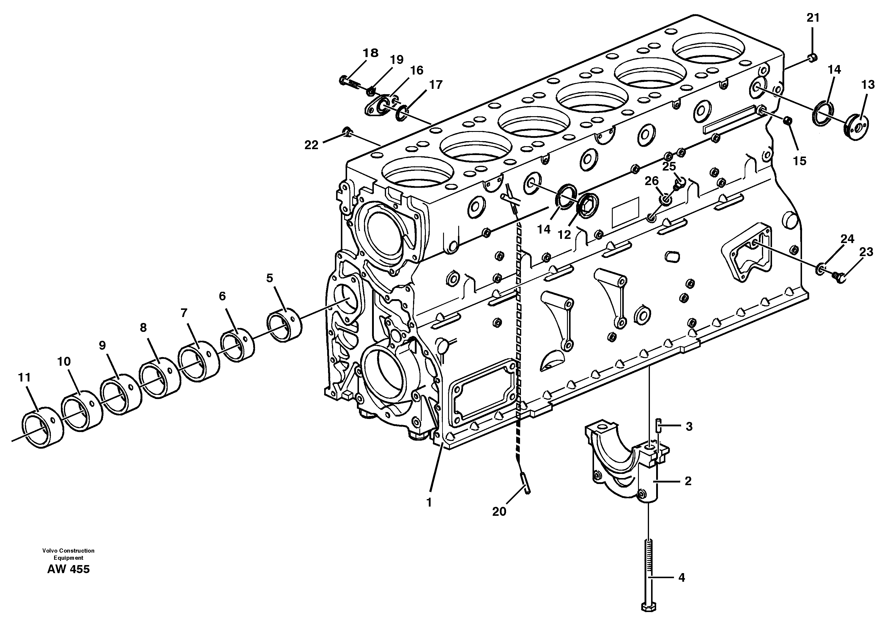 Схема запчастей Volvo L180C - 11318 Блок цилиндров L180C S/N 2533-SWE, 60465-USA