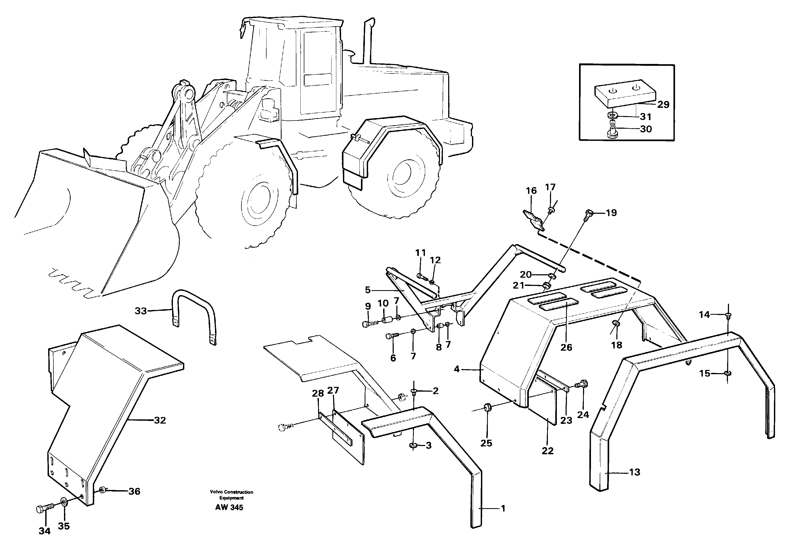 Схема запчастей Volvo L180C - 77638 Extended fender L180C S/N 2533-SWE, 60465-USA