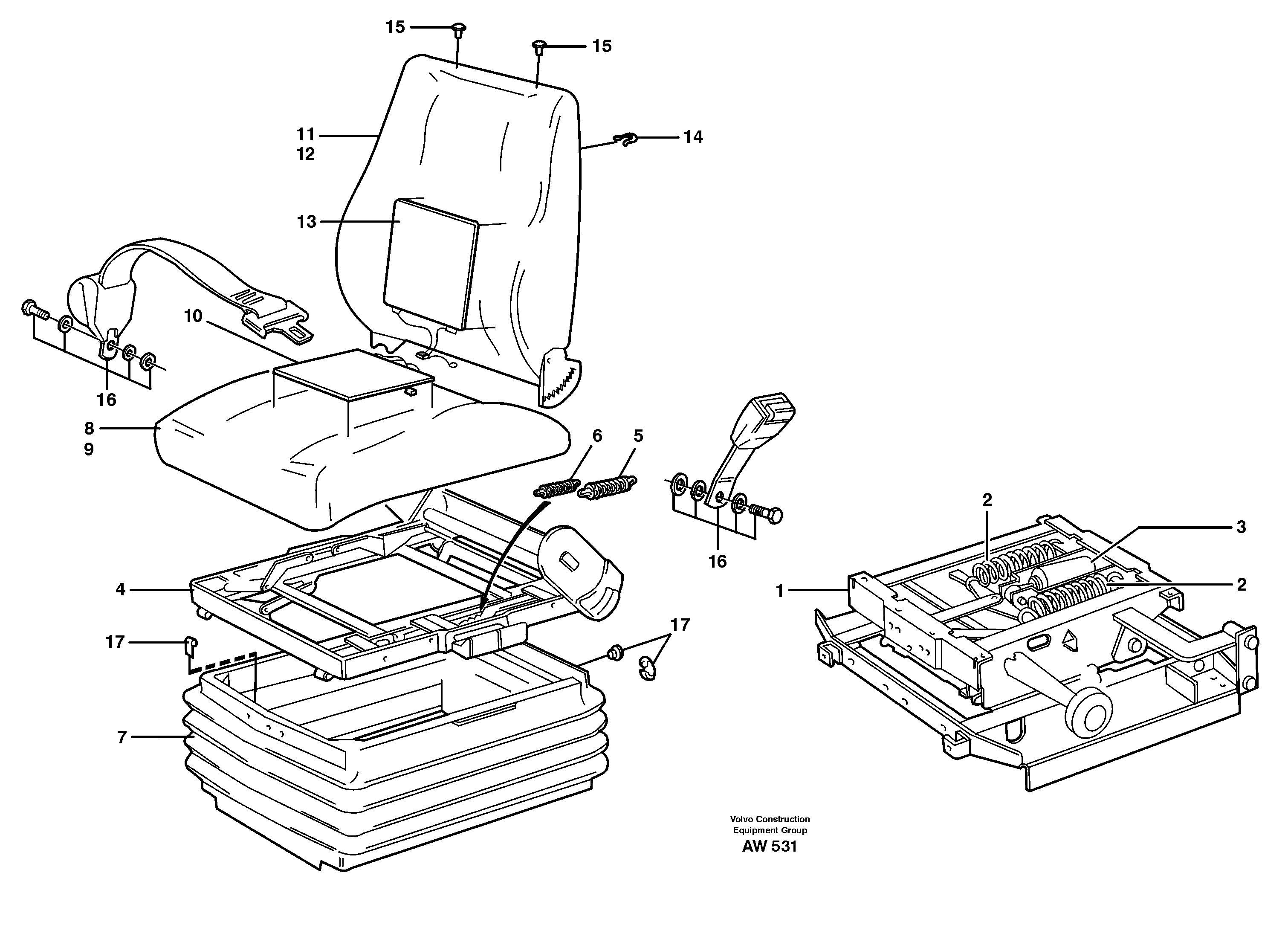 Схема запчастей Volvo L180C - 45210 Operators seat, ISRI L180C S/N 2533-SWE, 60465-USA