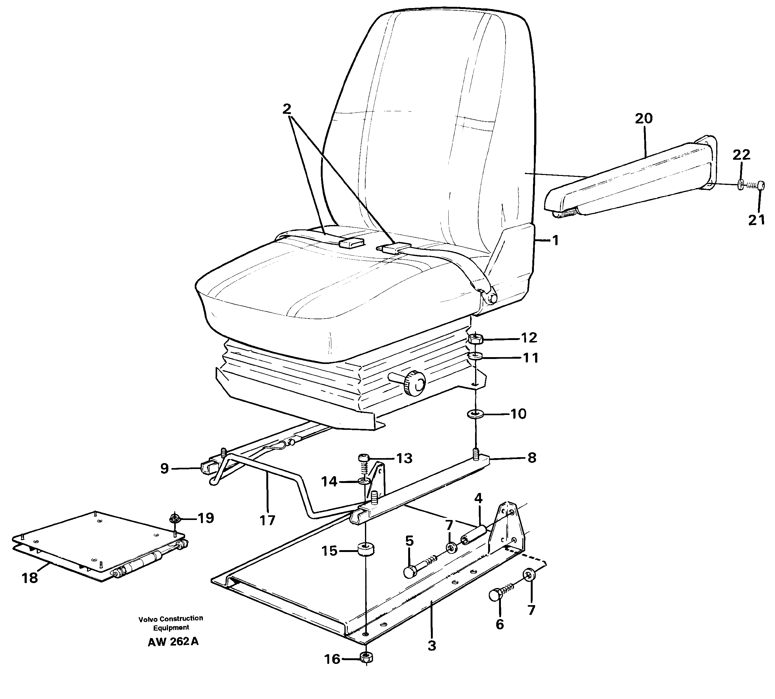 Схема запчастей Volvo L180C - 86079 Operator seat with fitting parts L180C S/N 2533-SWE, 60465-USA