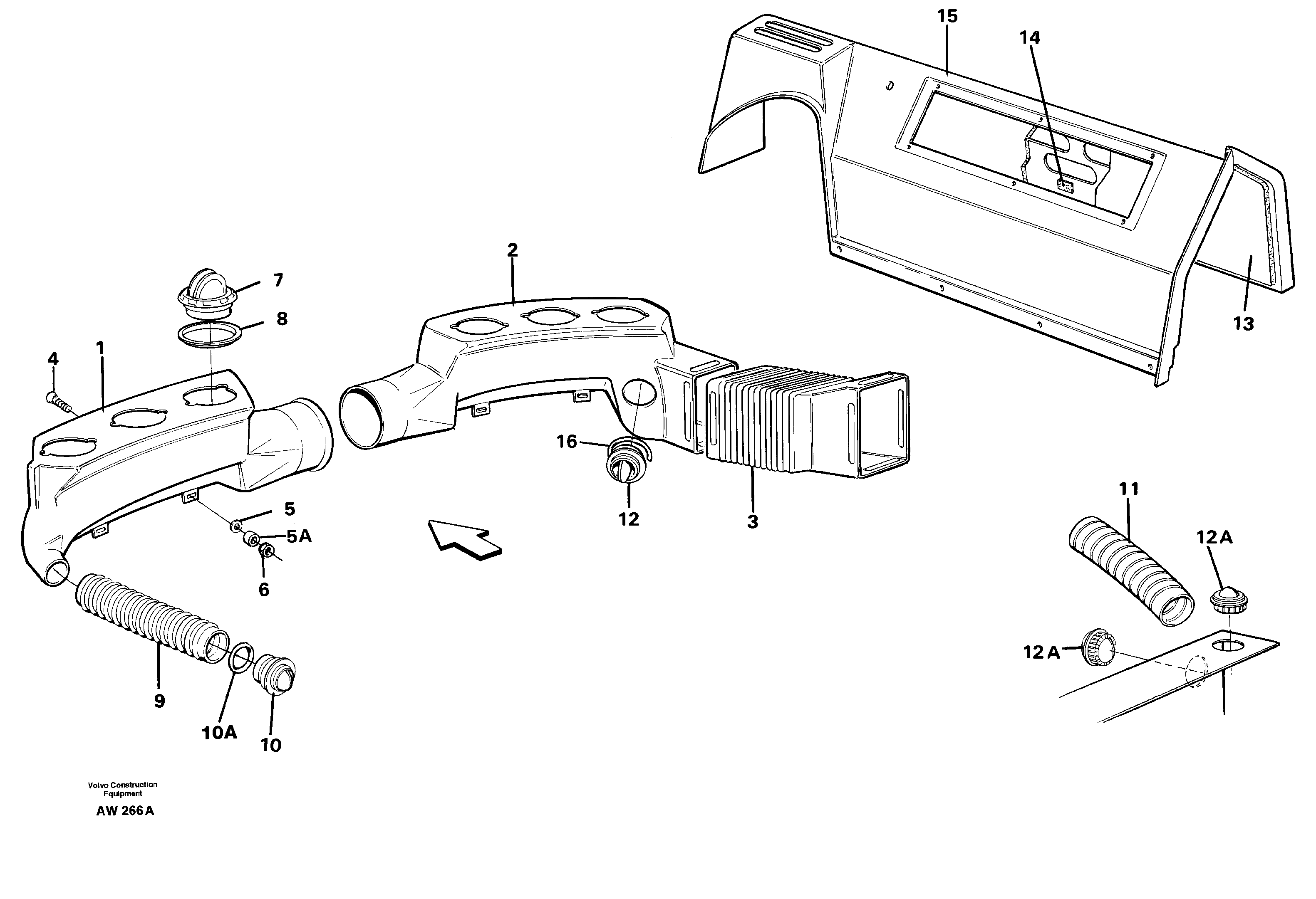 Схема запчастей Volvo L180C - 47161 Air ducts L180C S/N 2533-SWE, 60465-USA