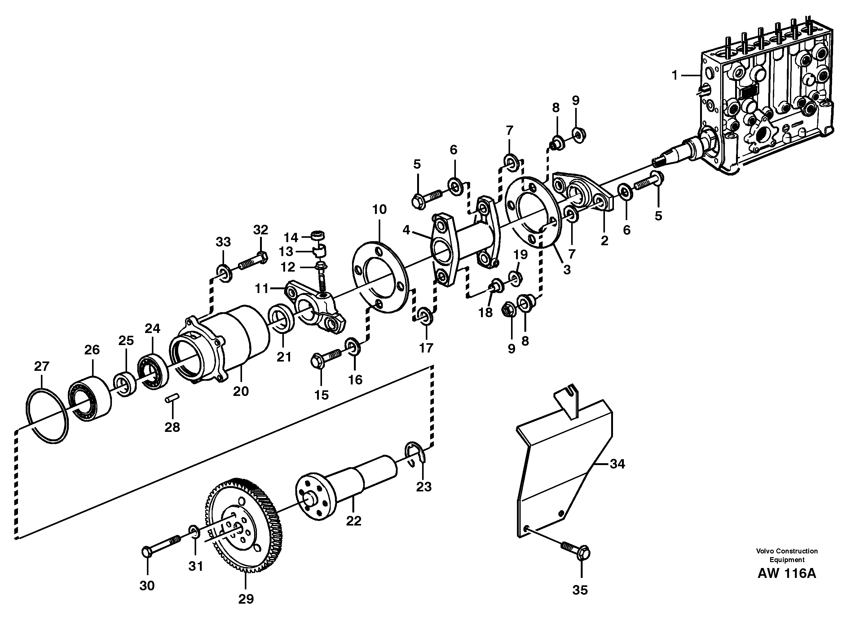 Схема запчастей Volvo L180C - 17743 Pump drive L180C S/N 2533-SWE, 60465-USA