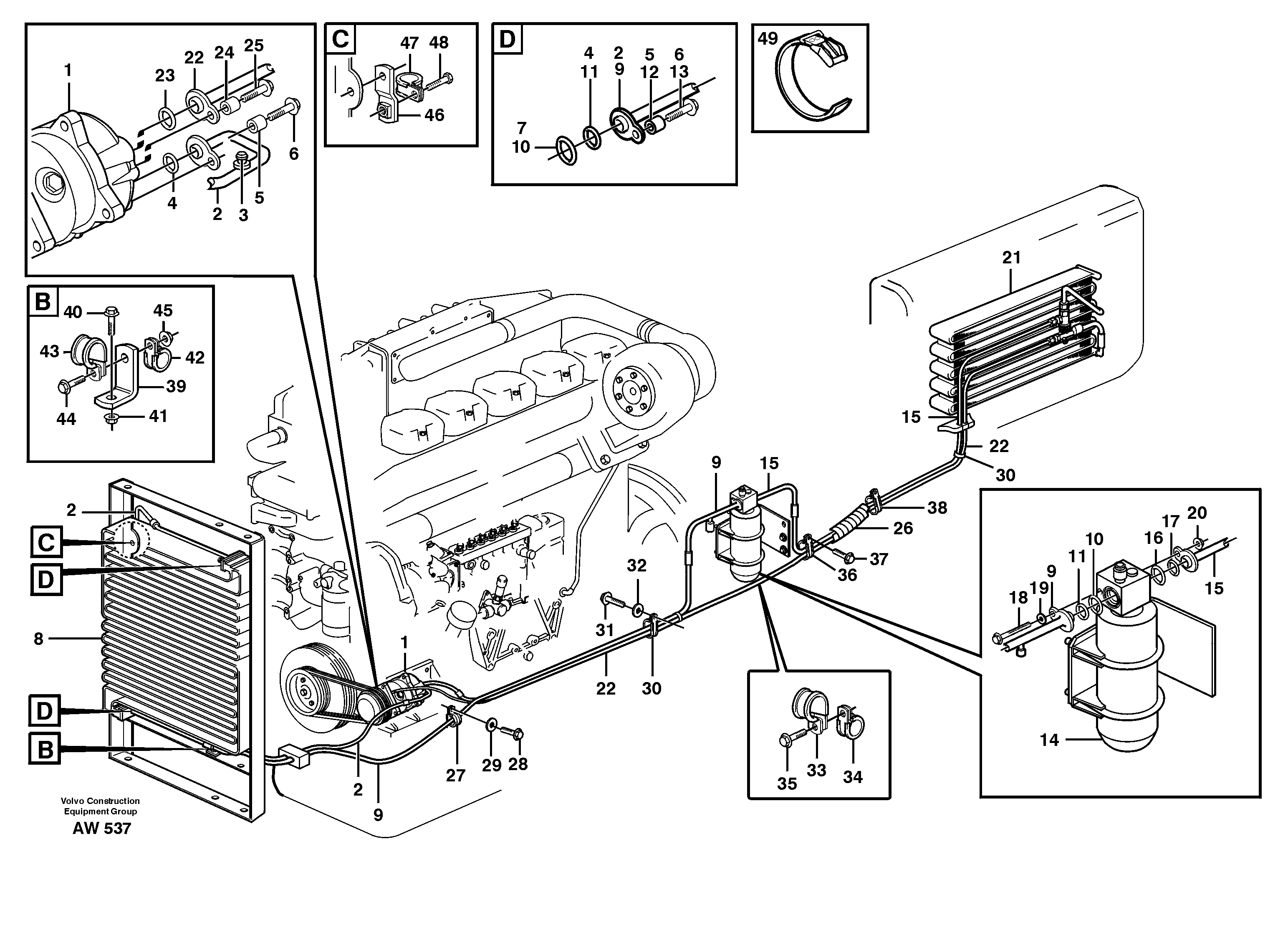 Схема запчастей Volvo L180C - 81893 Air conditioning L180C S/N 2533-SWE, 60465-USA