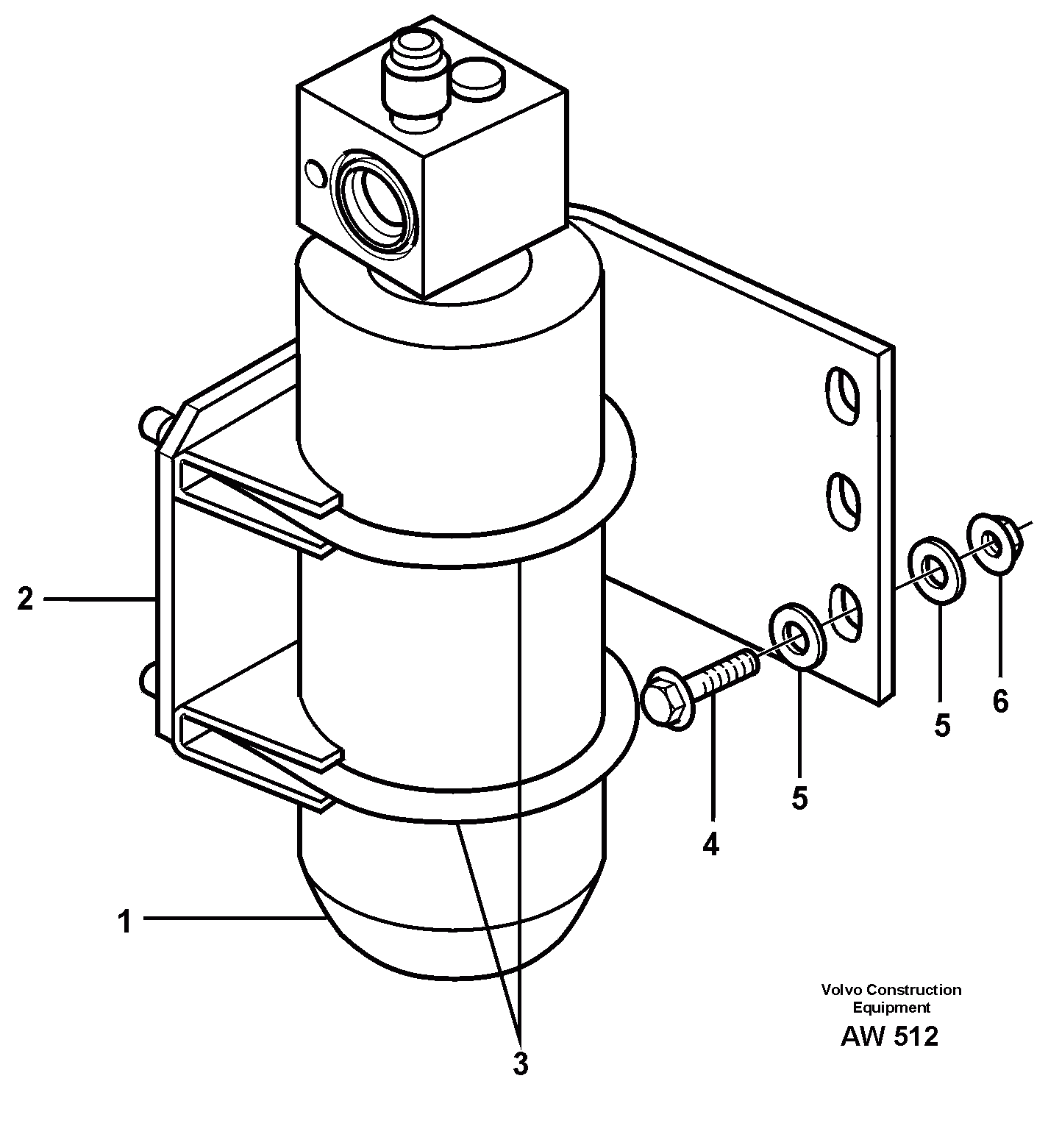 Схема запчастей Volvo L180C - 86738 Receiver drier with fitting parts L180C S/N 2533-SWE, 60465-USA