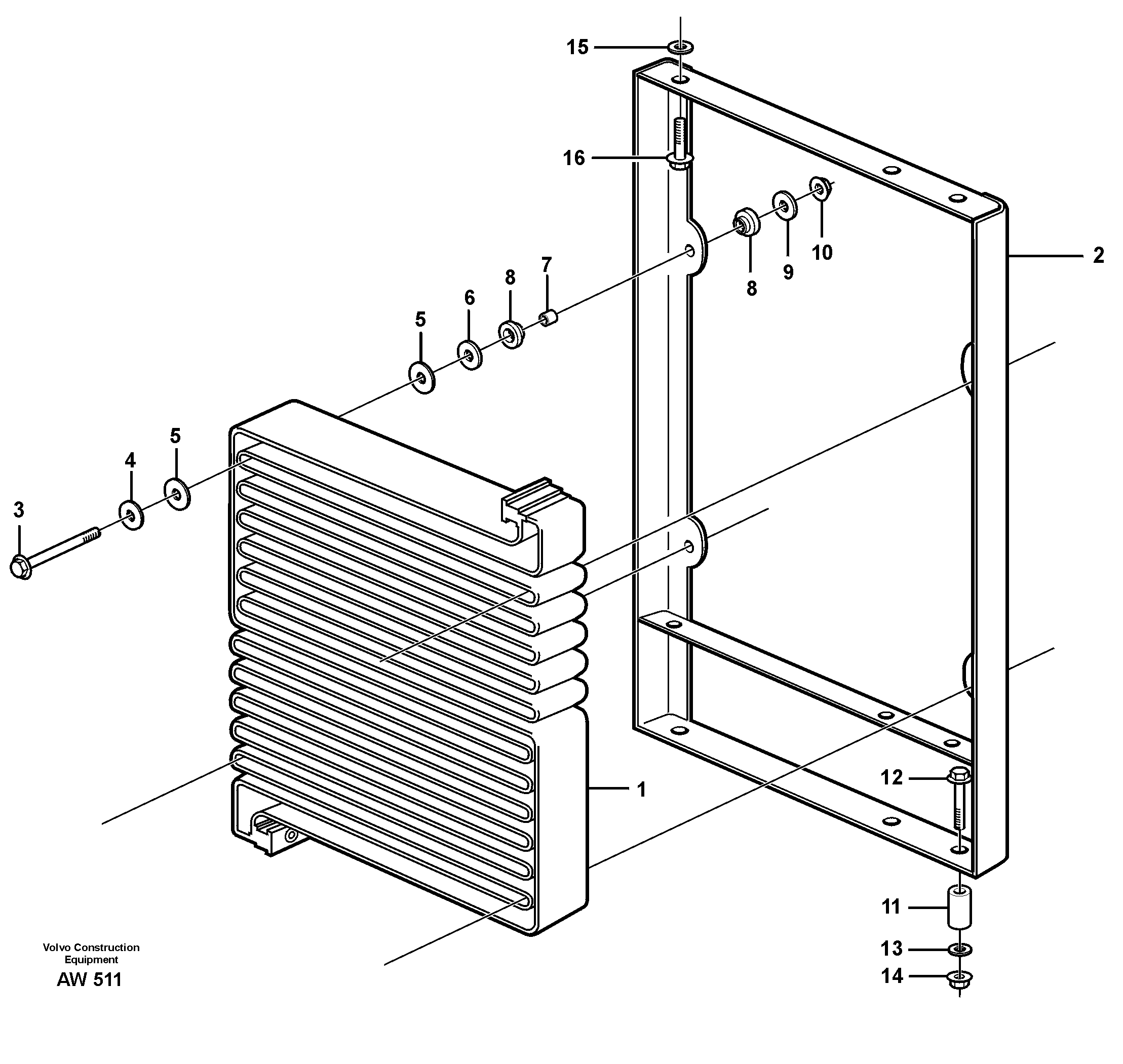 Схема запчастей Volvo L180C - 89270 Condenser with fitting parts L180C S/N 2533-SWE, 60465-USA