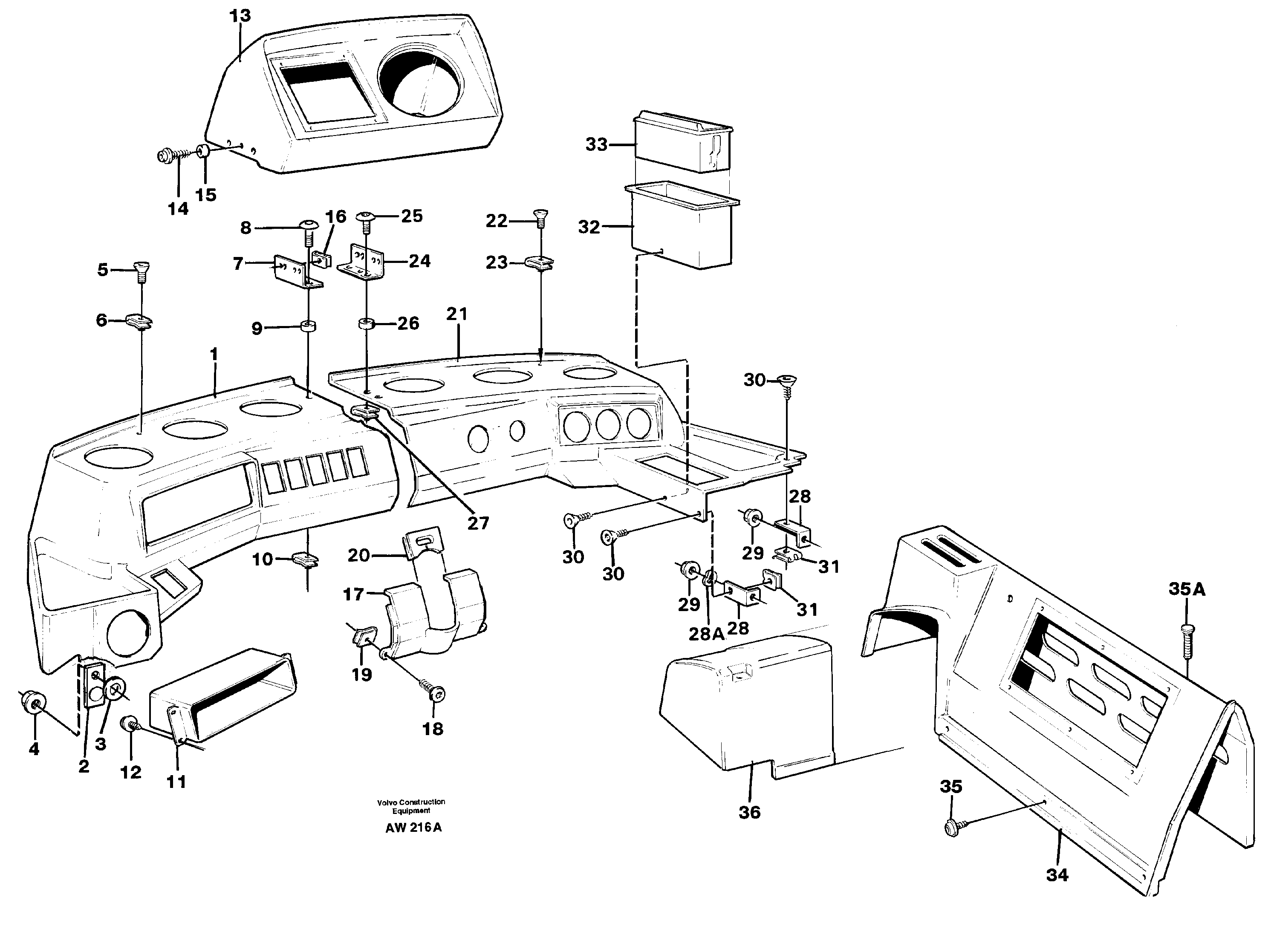 Схема запчастей Volvo L180C - 85074 Instrument panel L180C S/N 2533-SWE, 60465-USA