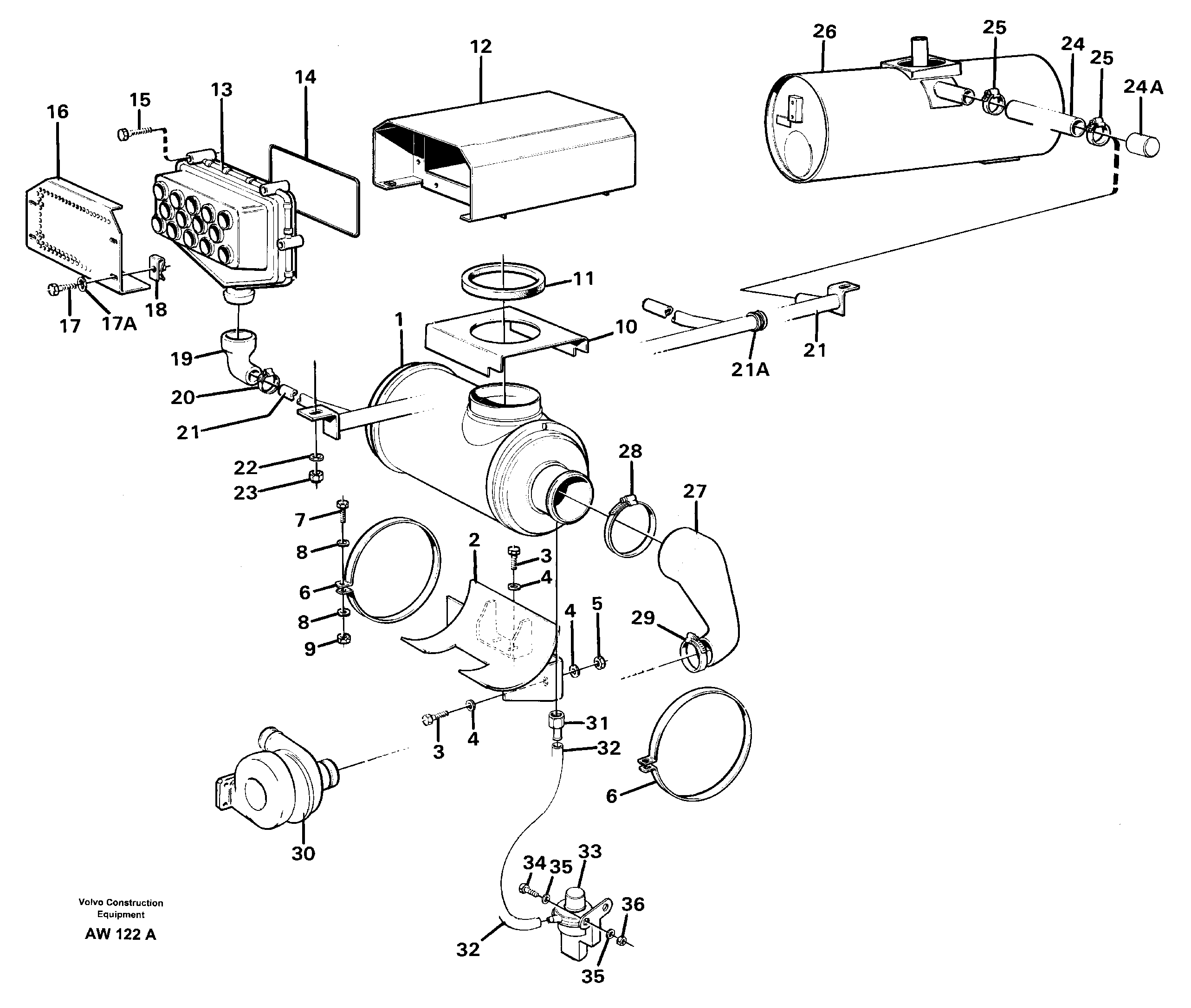 Схема запчастей Volvo L180C - 72064 Inlet system L180C S/N 2533-SWE, 60465-USA