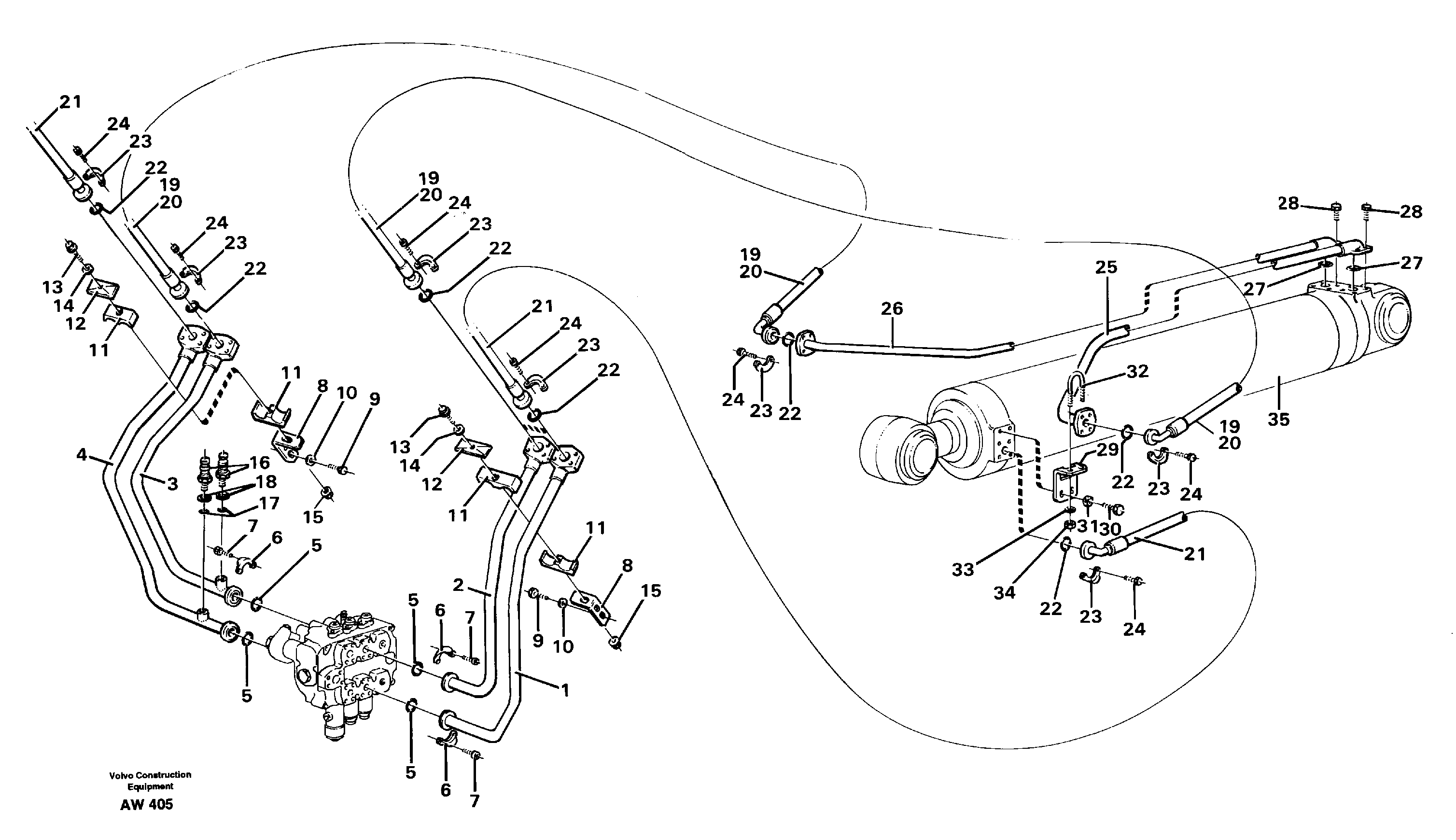 Схема запчастей Volvo L180C - 100238 Hydraulic system, tilt function L180C S/N 2533-SWE, 60465-USA