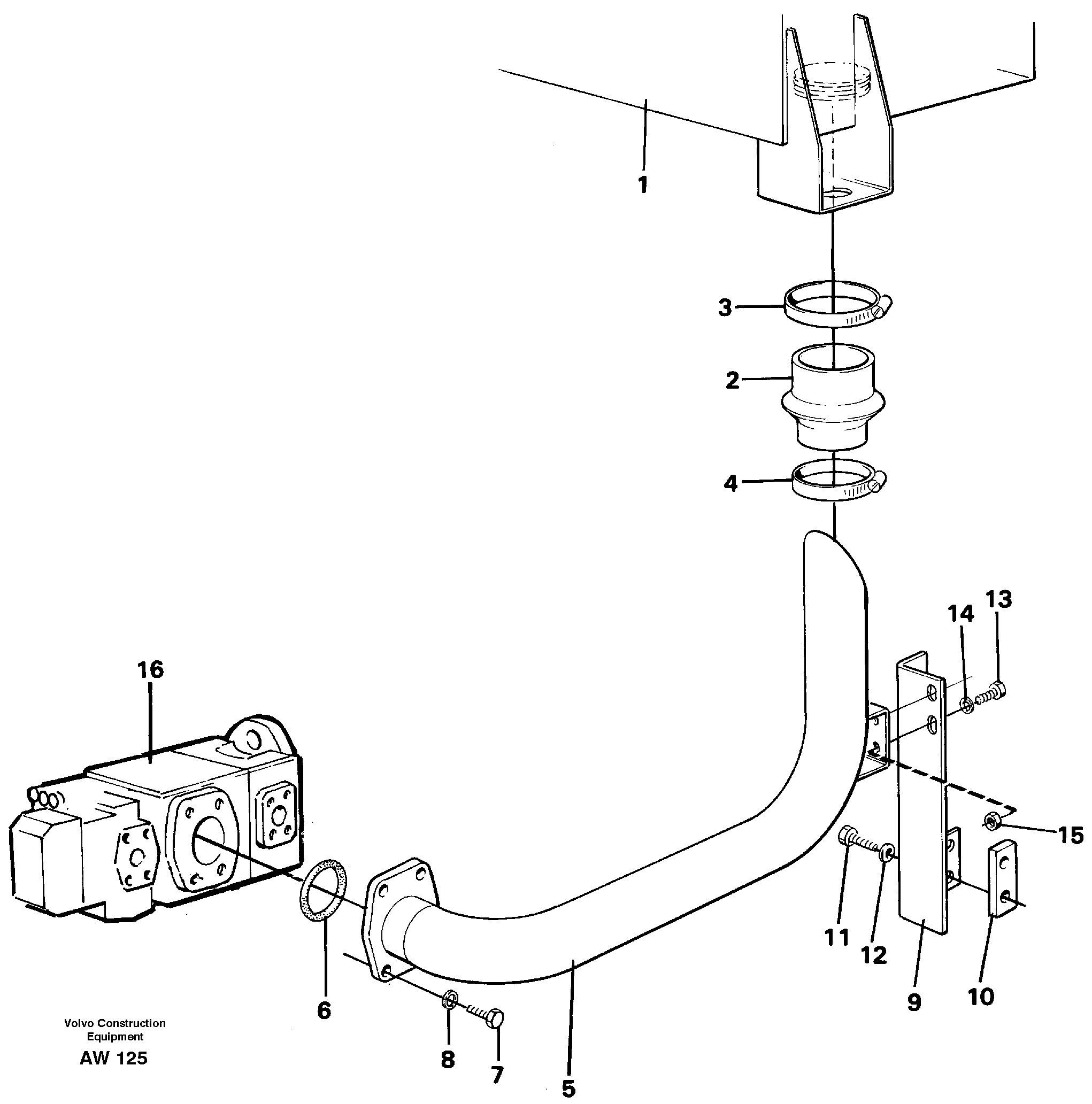 Схема запчастей Volvo L180C - 82893 Hydraulic system, suction line L180C S/N 2533-SWE, 60465-USA