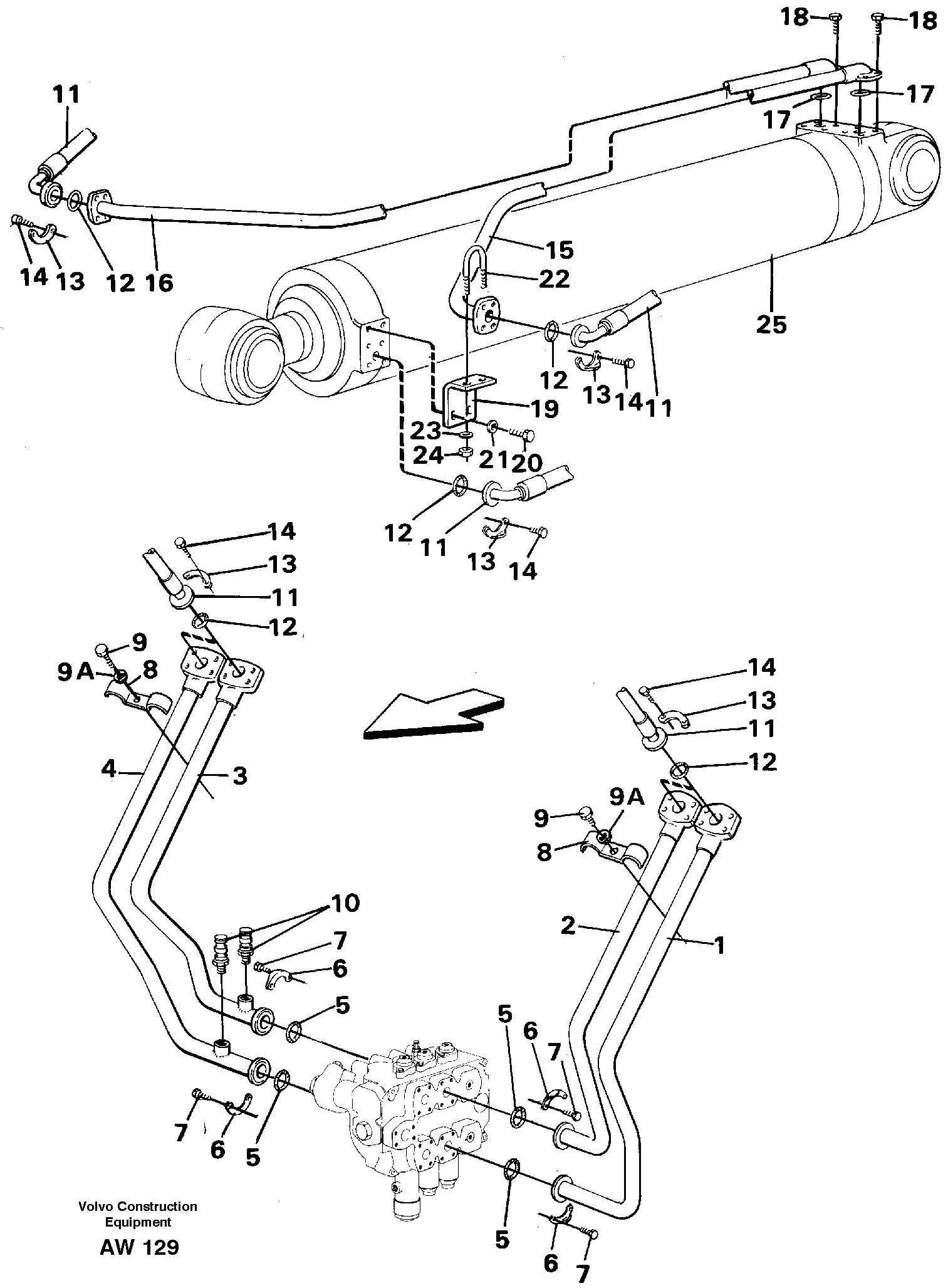 Схема запчастей Volvo L180C - 98456 Hydraulic system, tilt function L180C S/N 2533-SWE, 60465-USA